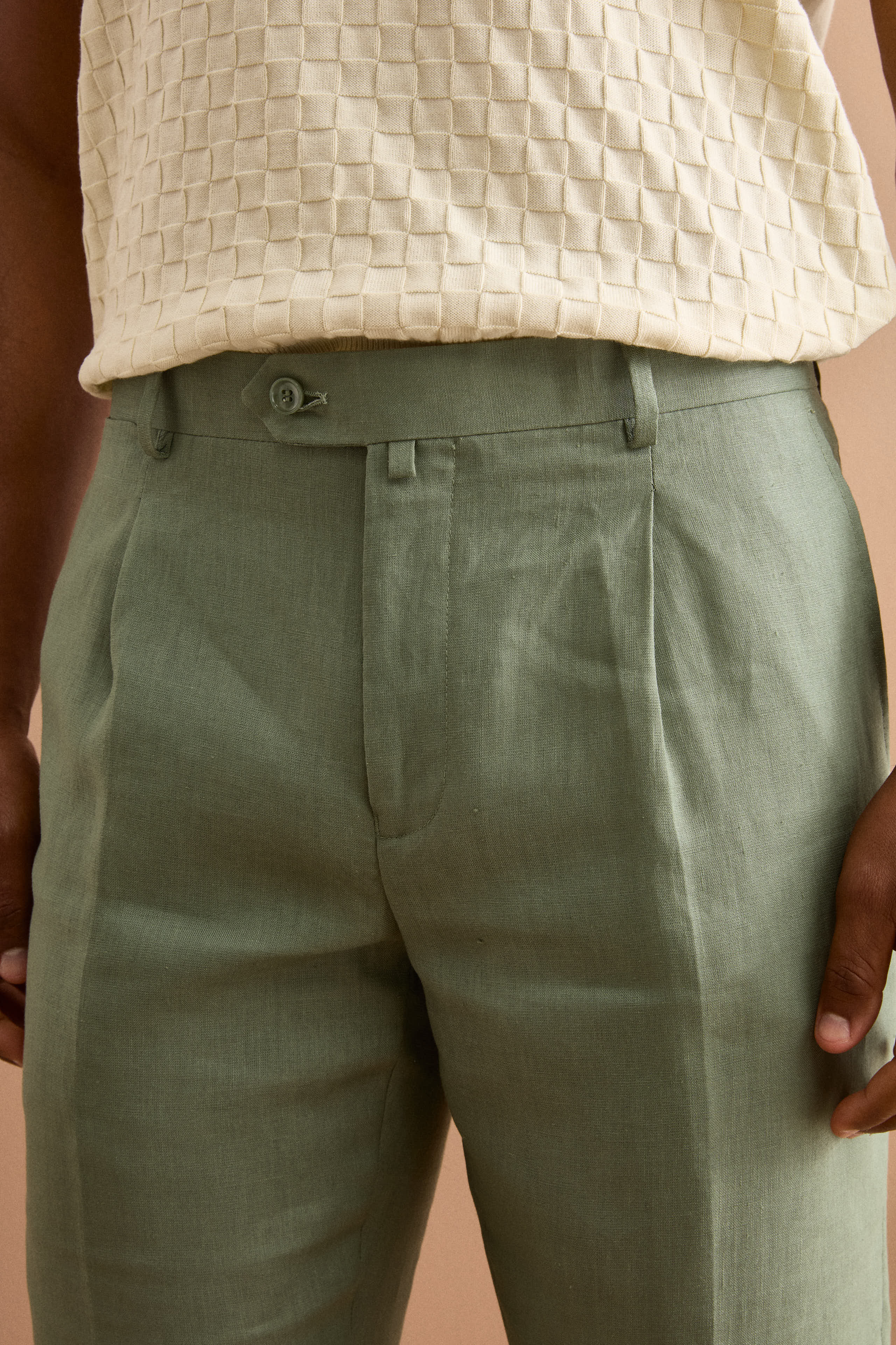 Abito Slim Fit Semifoderato in Lino - SALVIA