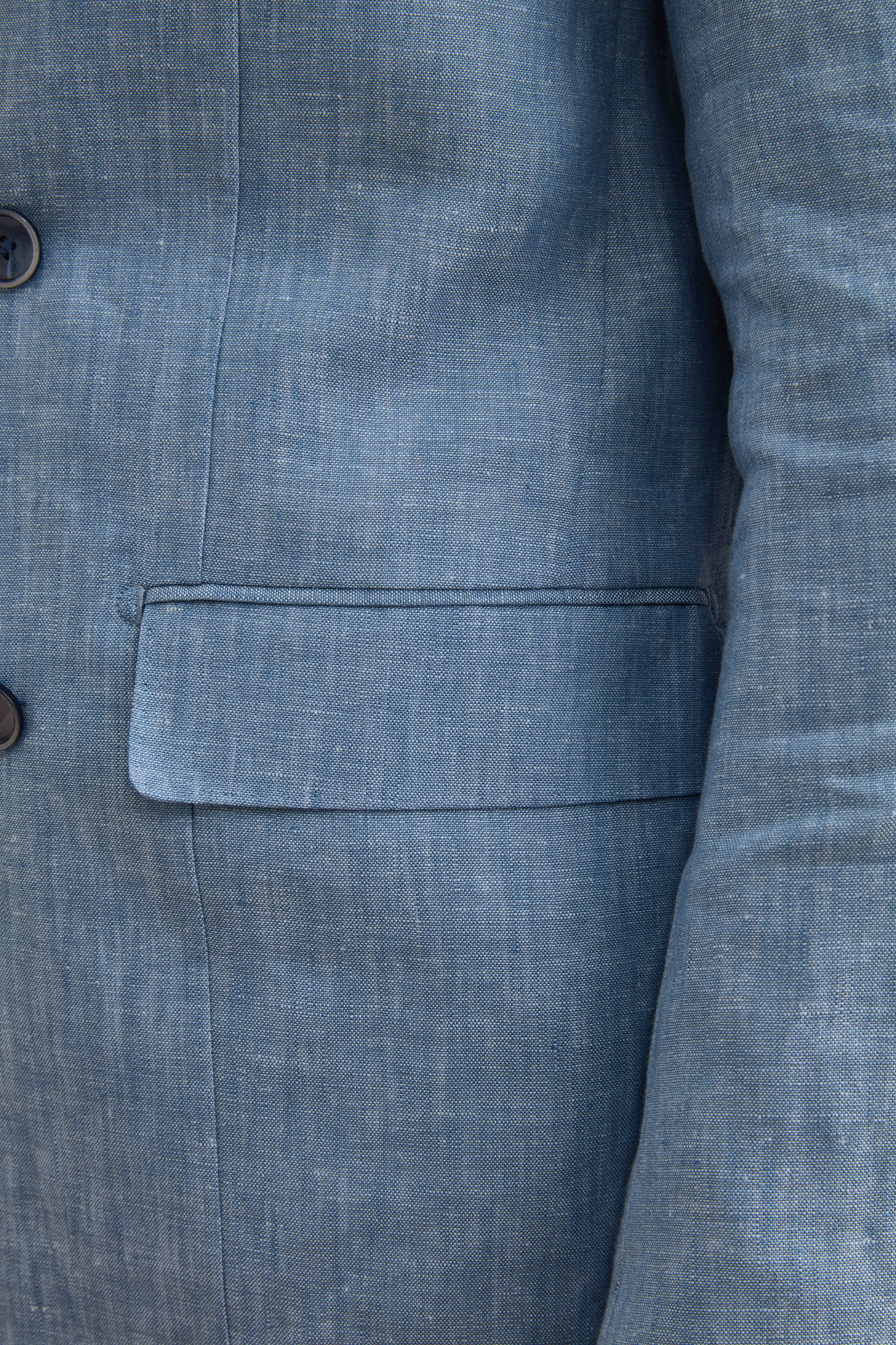 Abito Doppiopetto Slim Fit in Lino Melange - CIELO