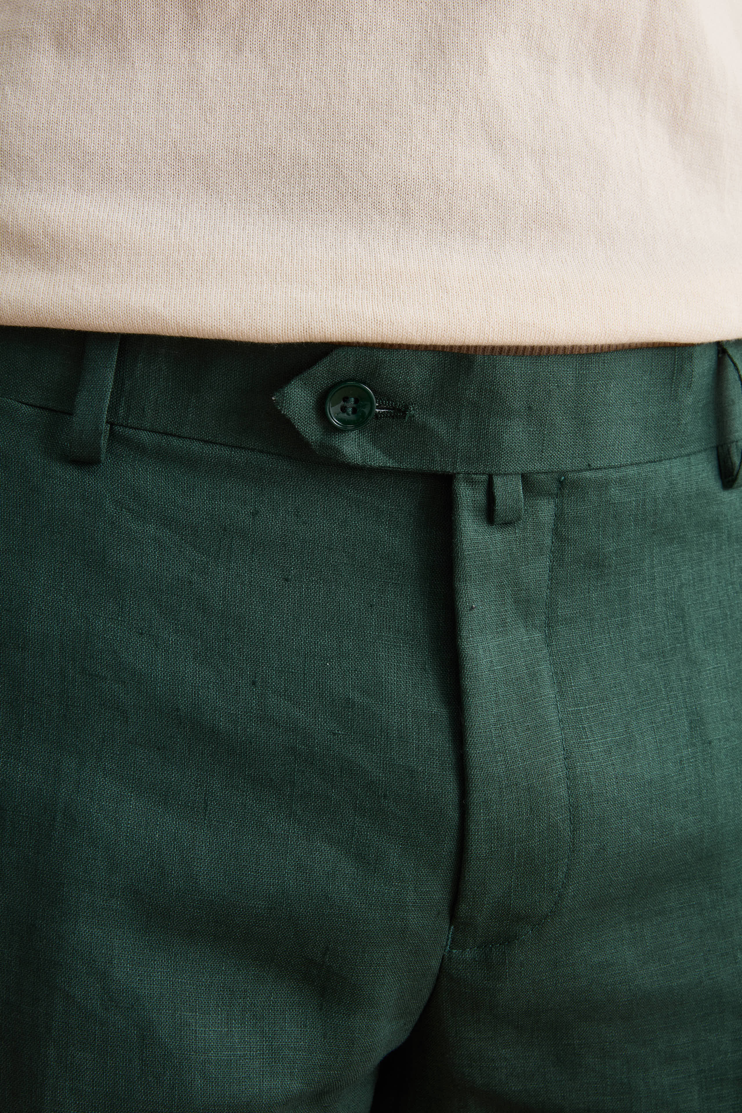 Abito Monopetto Comfort Fit in Puro Lino - VERDE