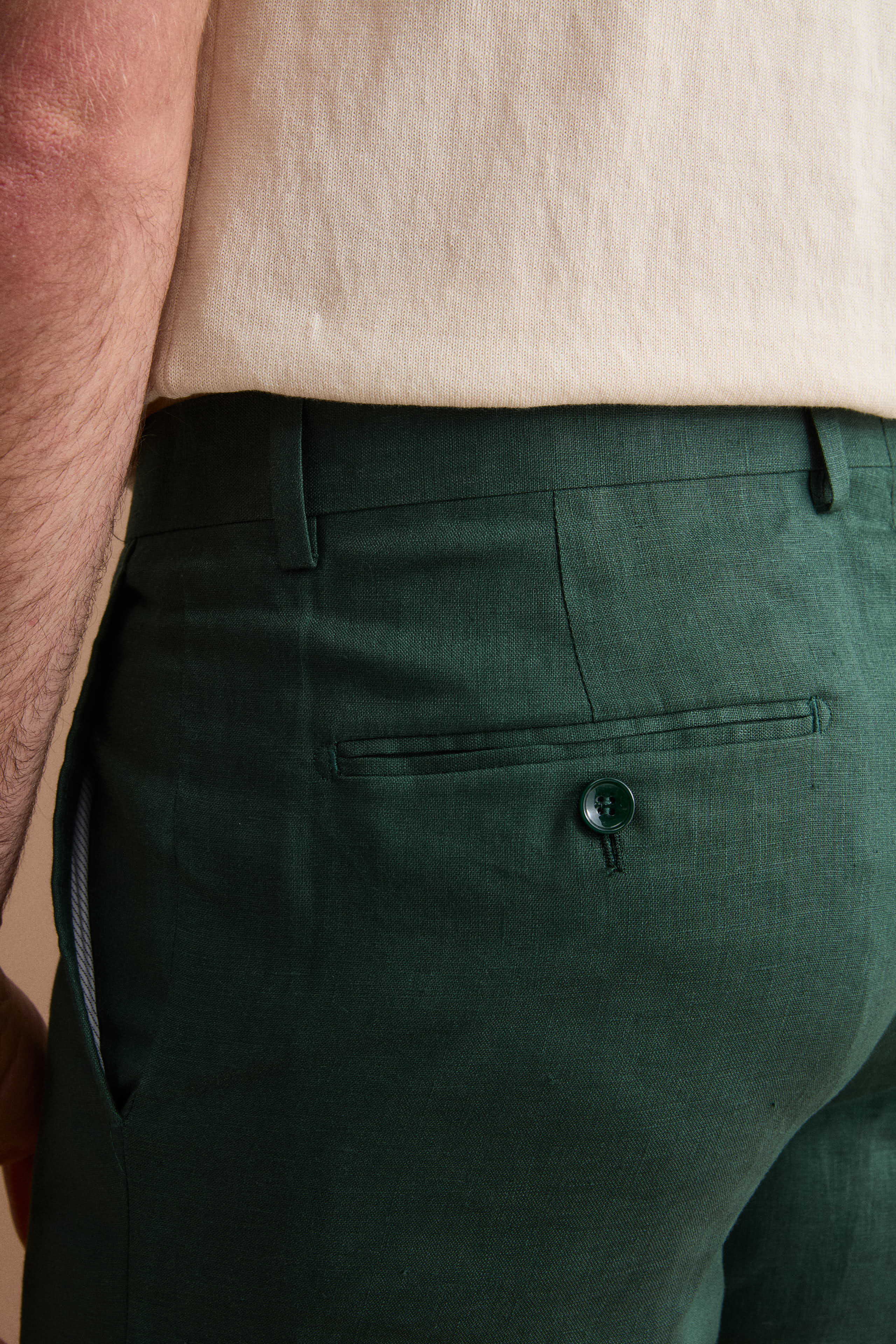 Abito Monopetto Comfort Fit in Puro Lino - VERDE