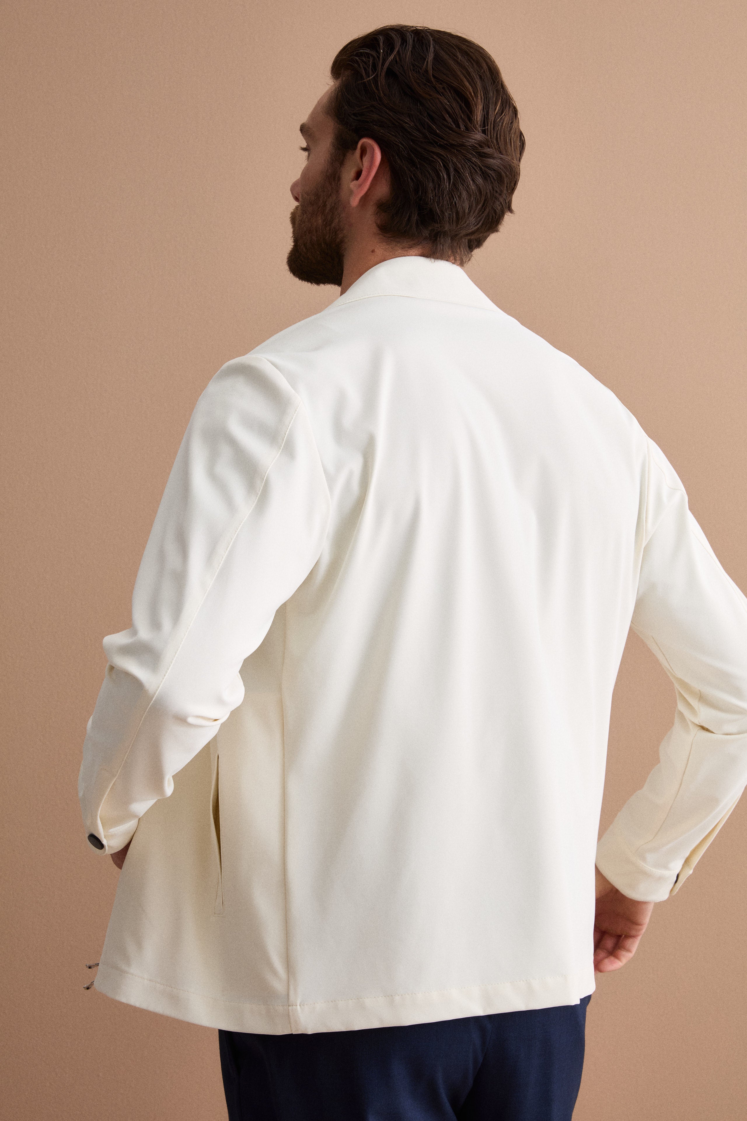 Giubbino Overshirt in Jersey con Zip - PANNA