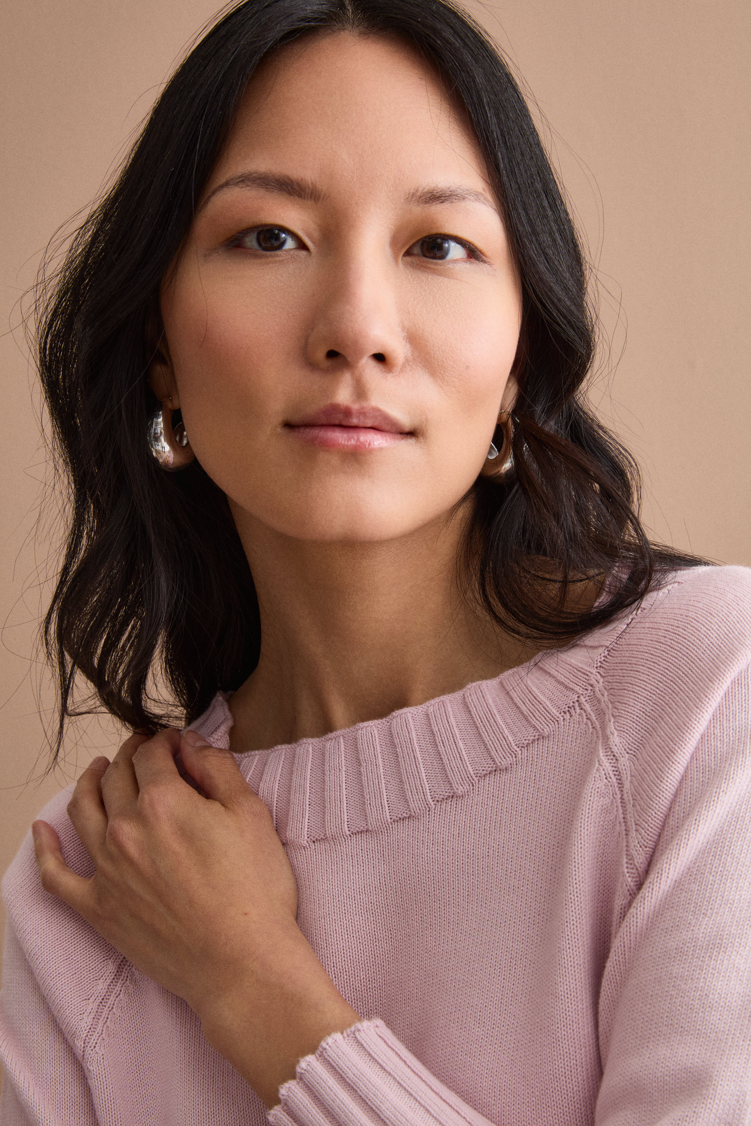 Maglia Barchetta in Cotone con Manica Raglan - ROSA