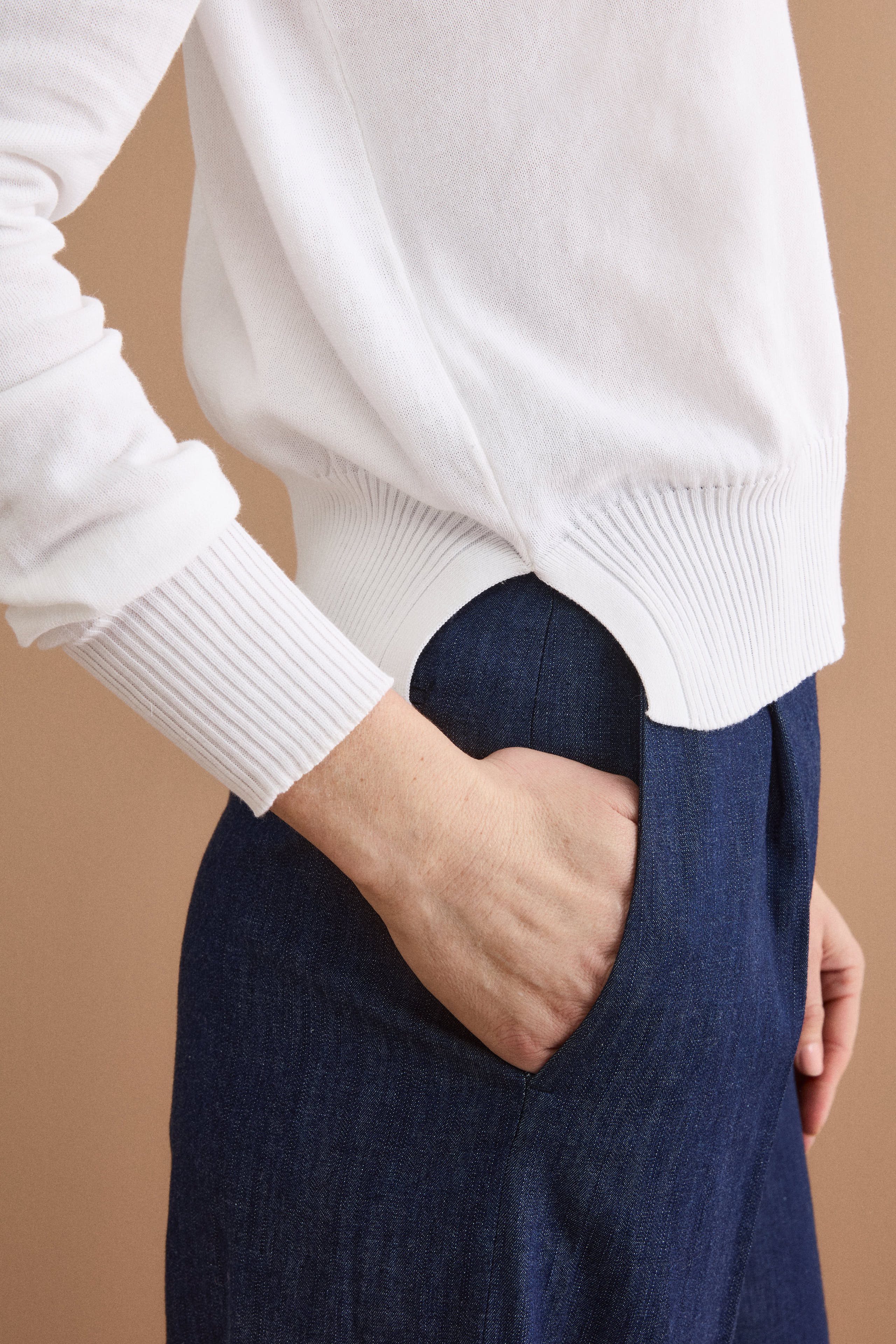 Polo Boxy Serafino in Cotone con Manica Lunga - BIANCO