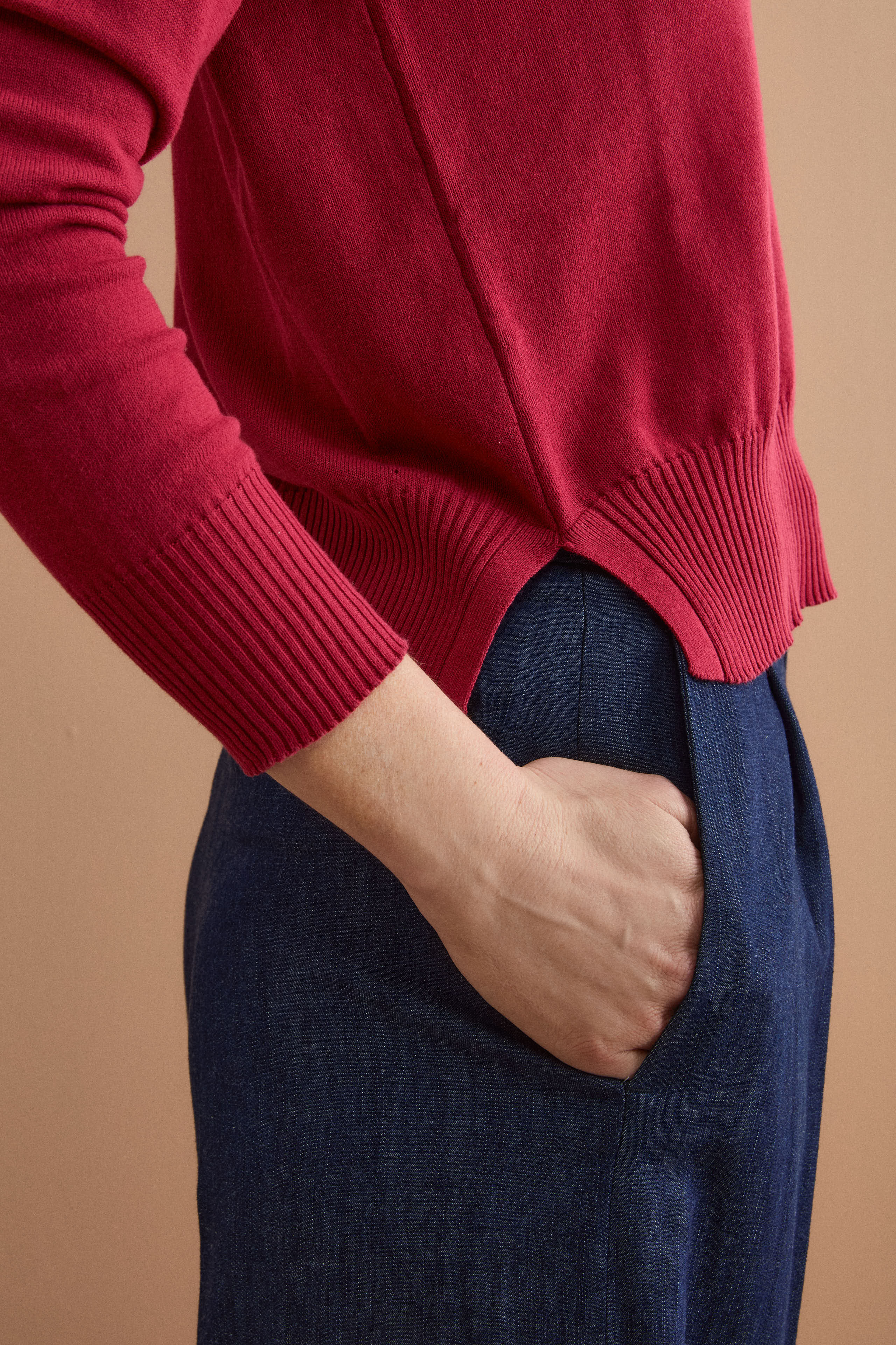 Polo Boxy Serafino in Cotone con Manica Lunga - BORDEAUX