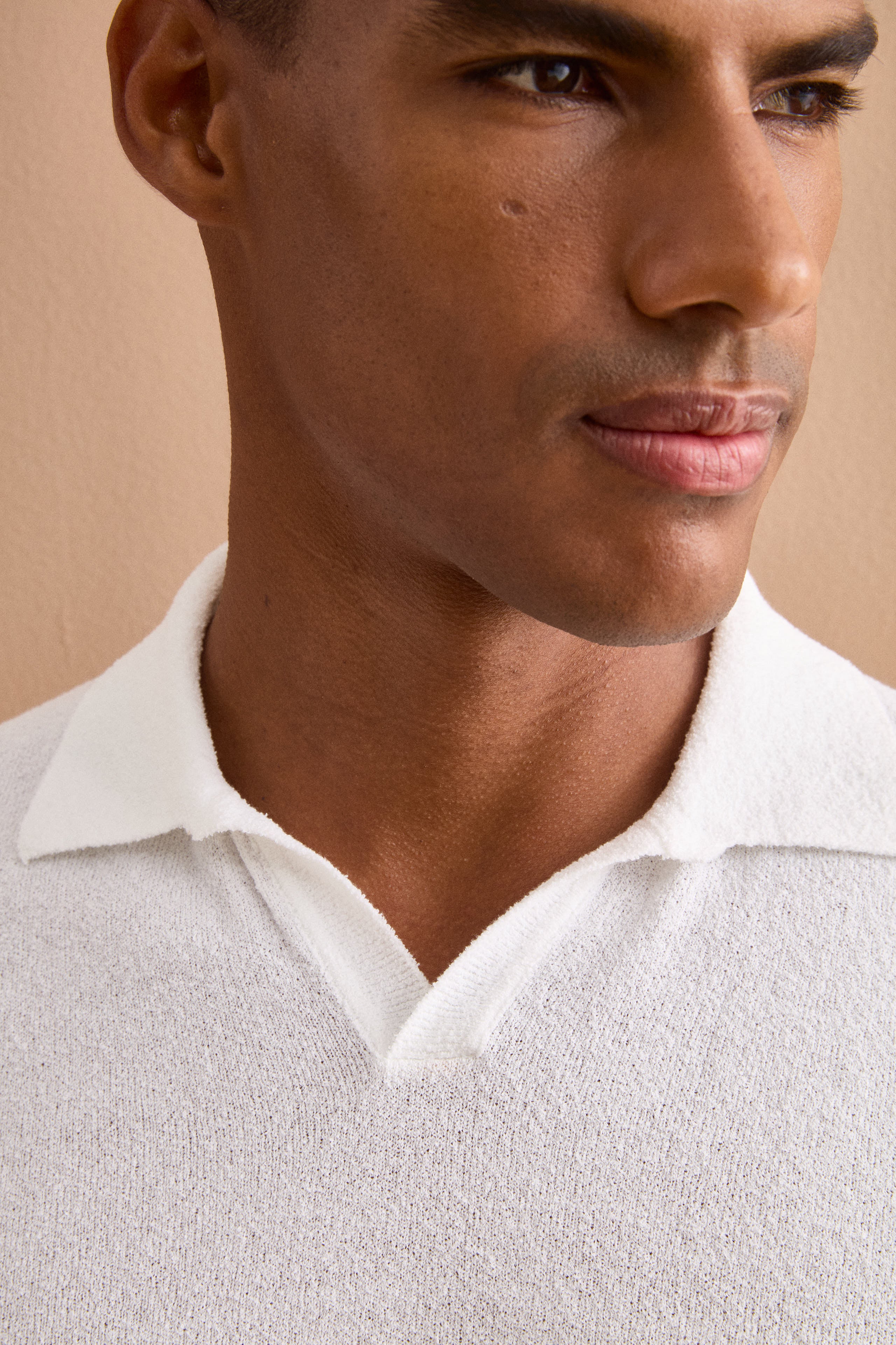 Polo Derby in Cotone Bouclé - BIANCO