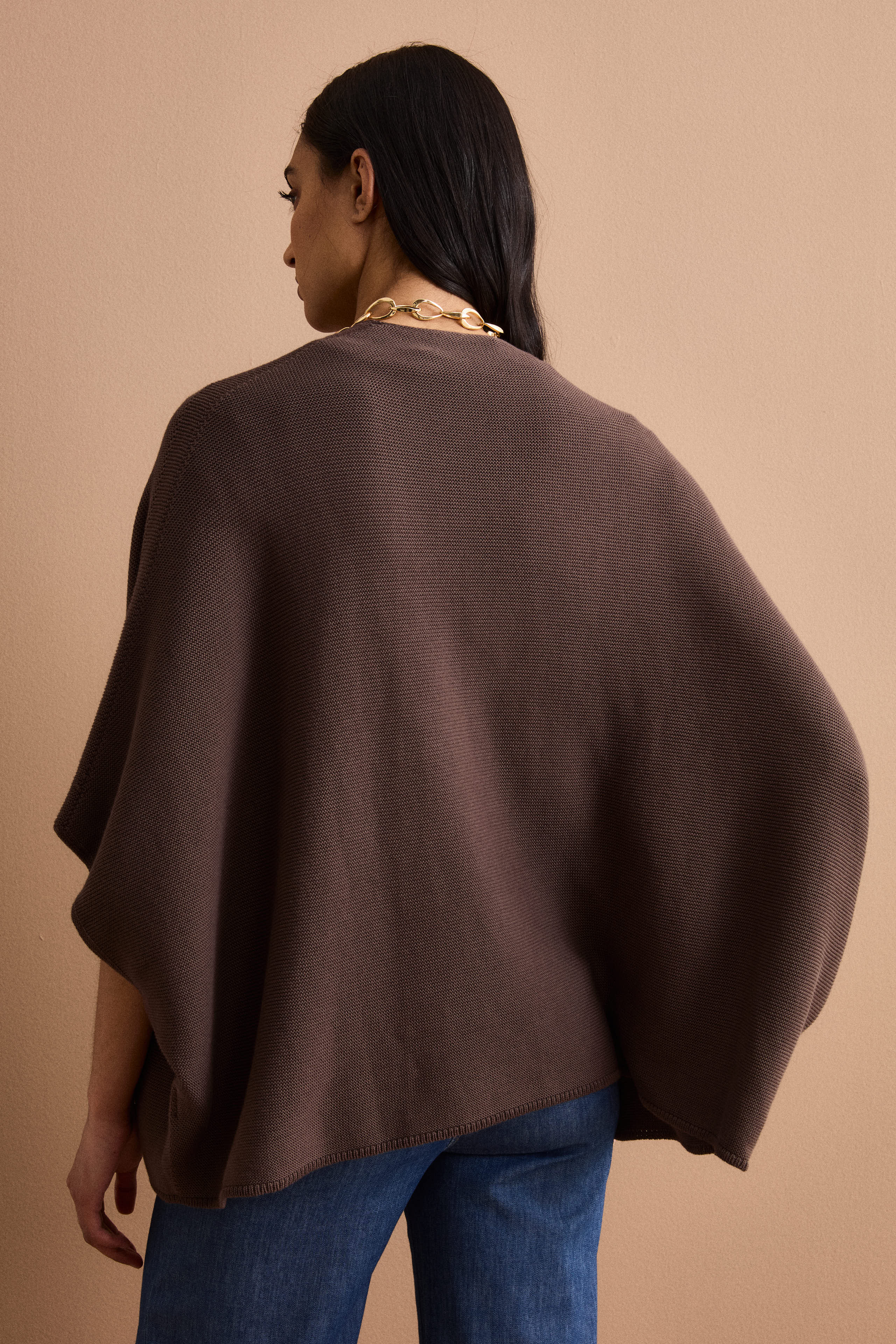 Cardigan Lungo in Cotone con Manica Kimono - TERRA