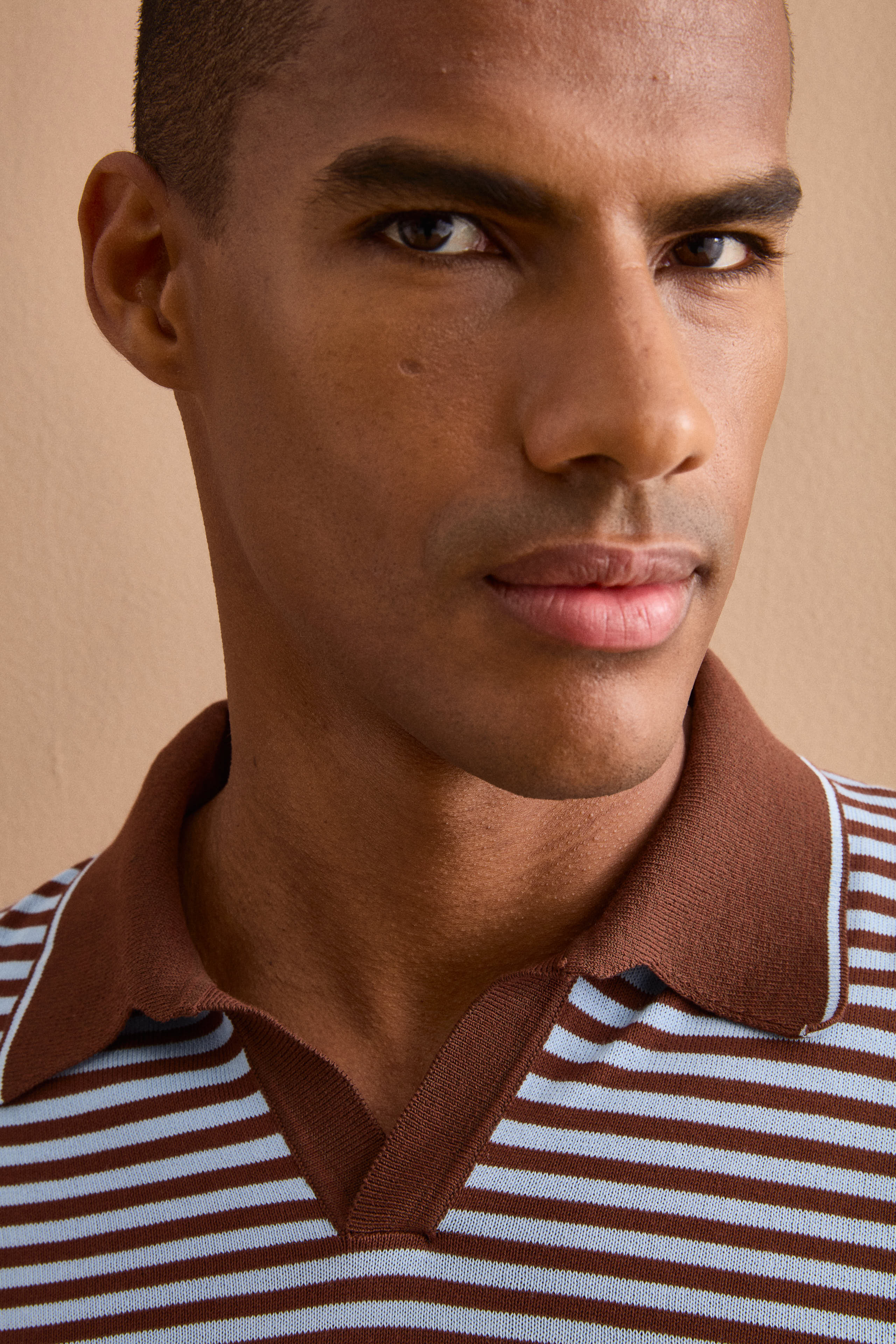 Polo Derby a Righe in Cotone Dry - MARRONE/AZZURRO