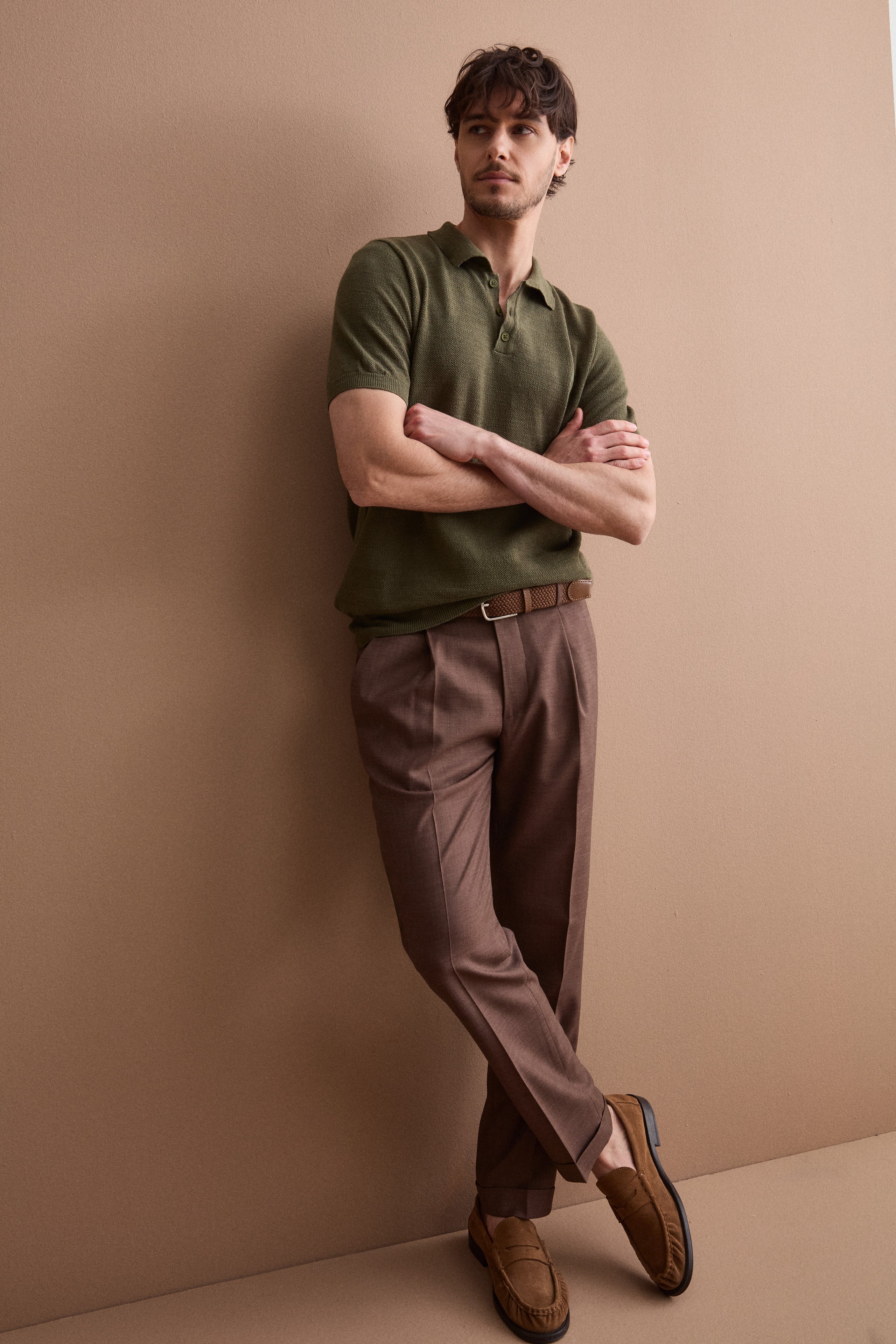 Polo Piquet Mezza Manica in Misto Lino - VERDE