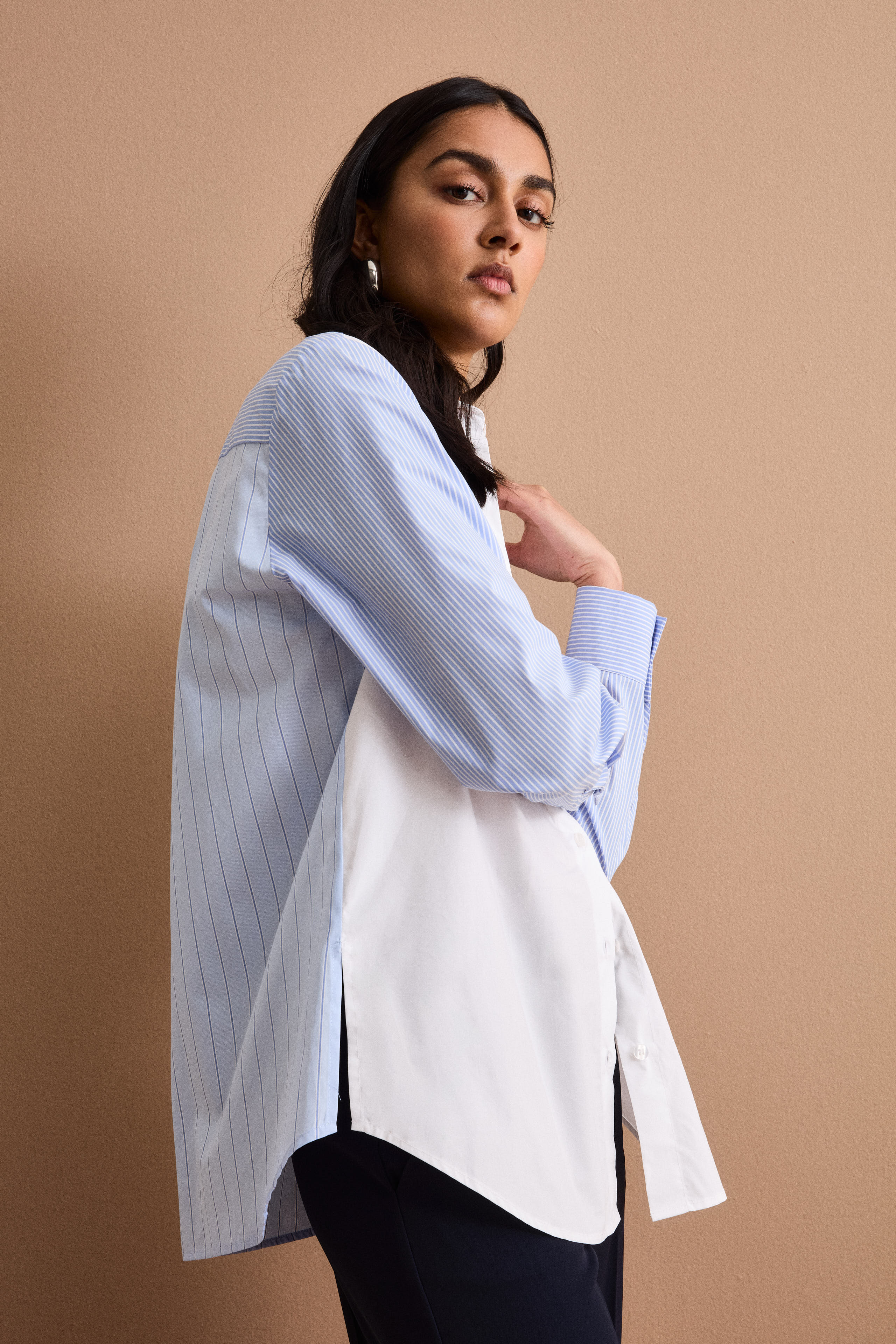 Camicia Patchwork Over in Cotone - FANT. AZZURRO