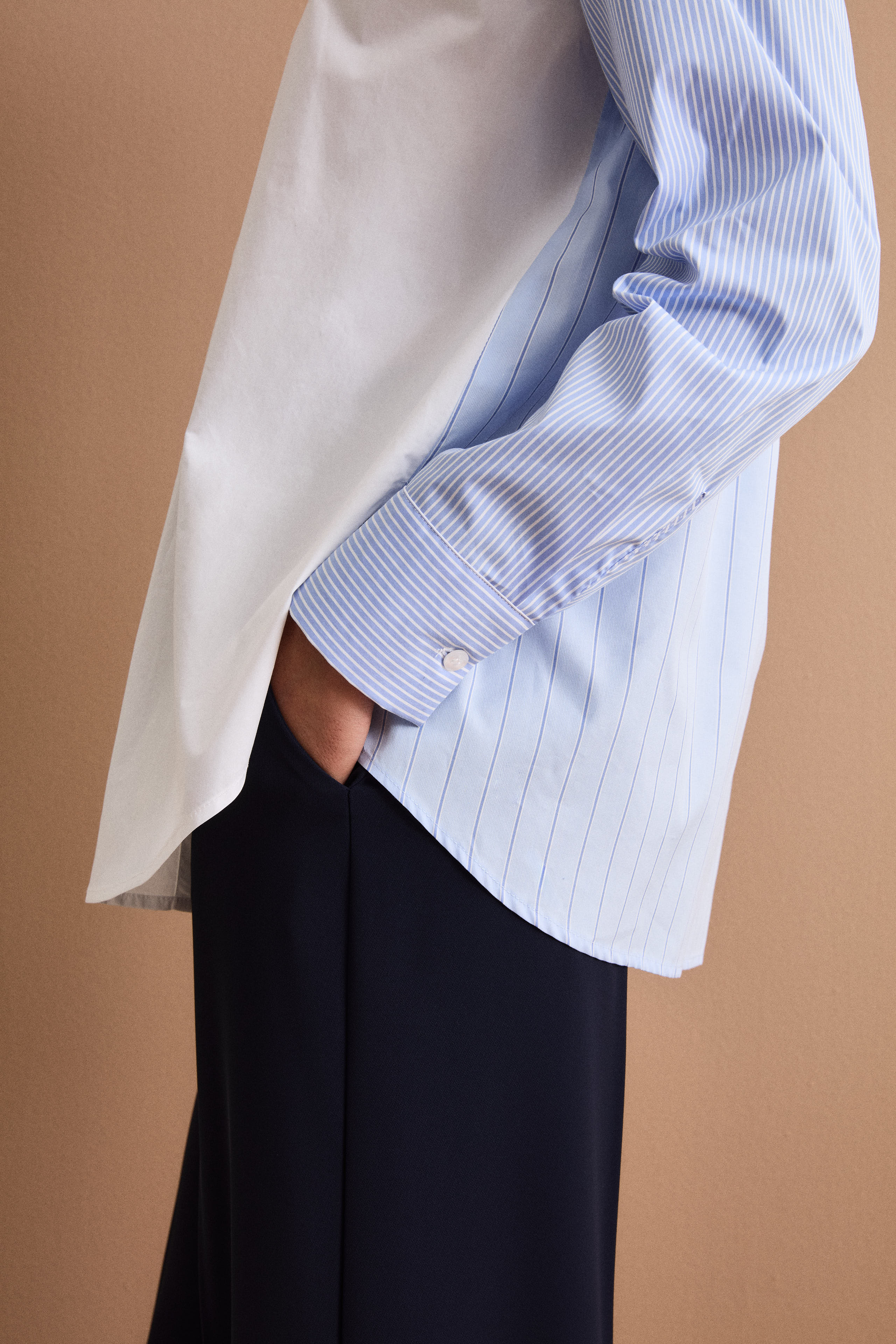 Camicia Patchwork Over in Cotone - FANT. AZZURRO