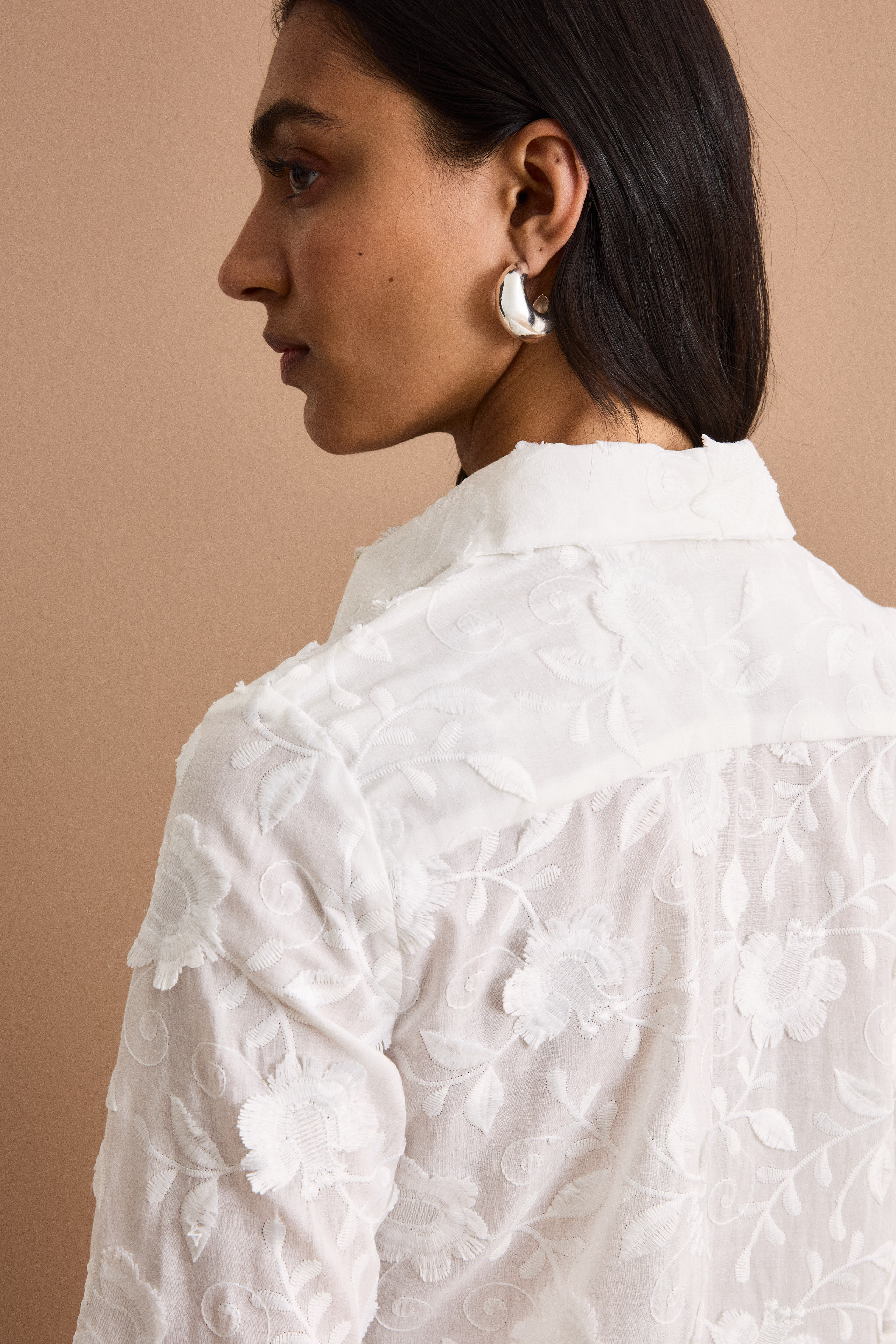 Camicia Fil Coupé Over in Misto Cotone - BIANCO