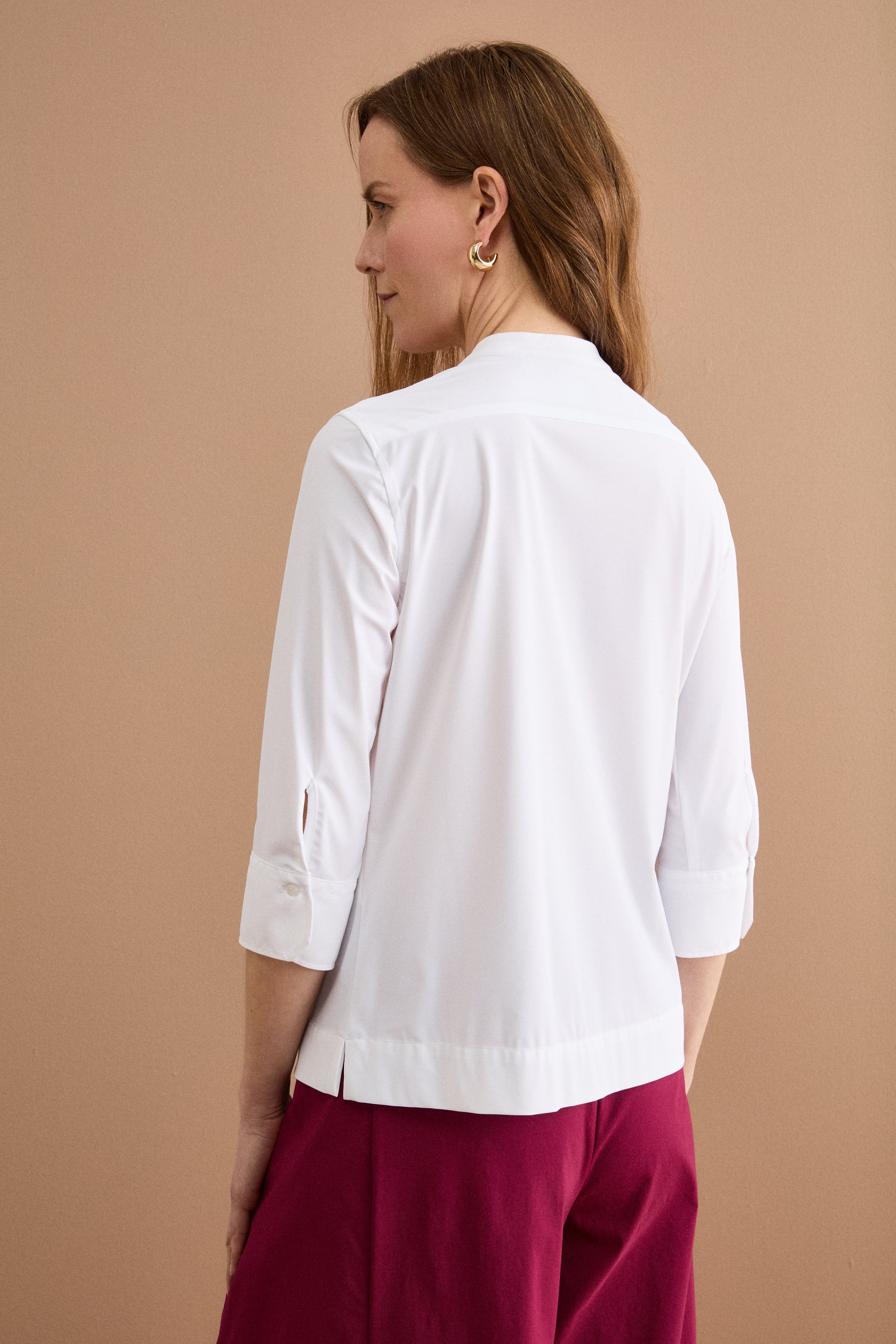 Camicia Tecnica Regular Fit con Collo Alto - BIANCO