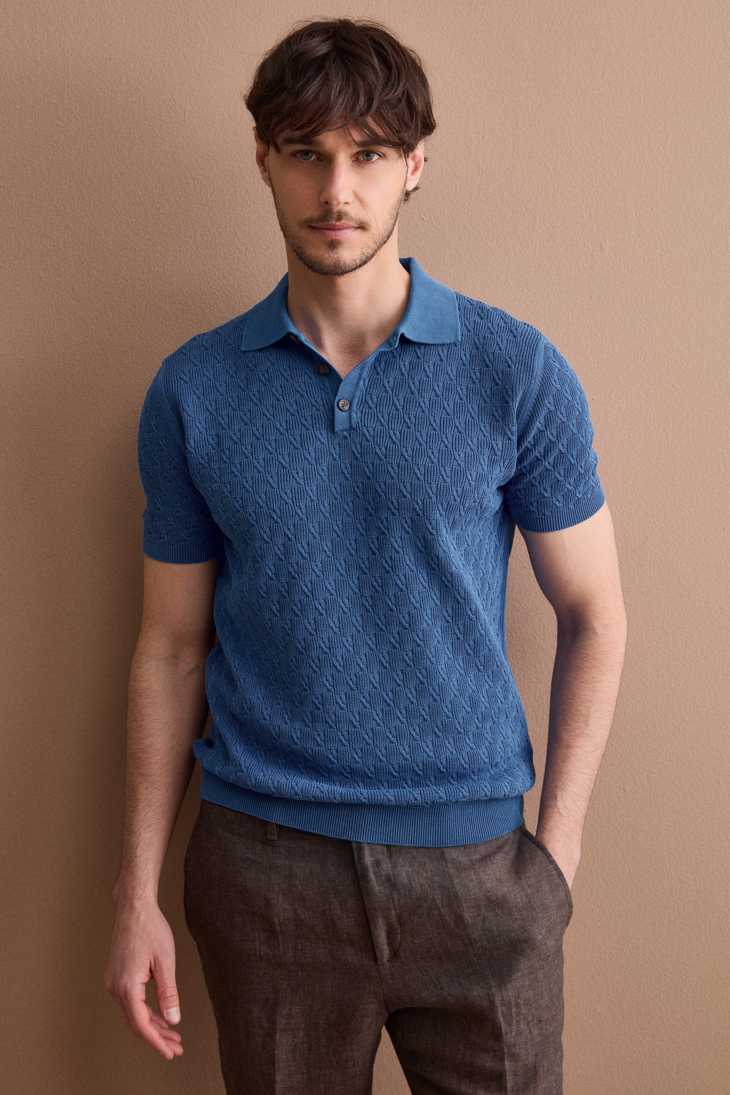 Polo Uomo Lavorata in Cotone Crêpe - AVIO