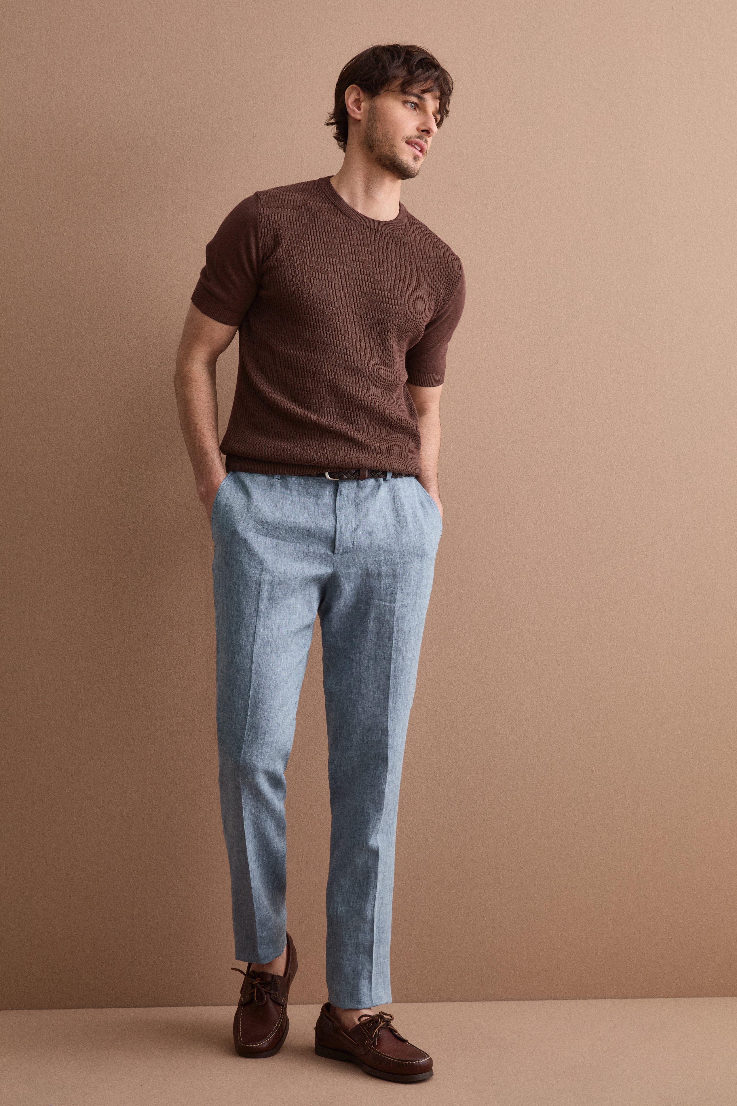 Maglia Casual in Cotone Crêpe - MARRONE