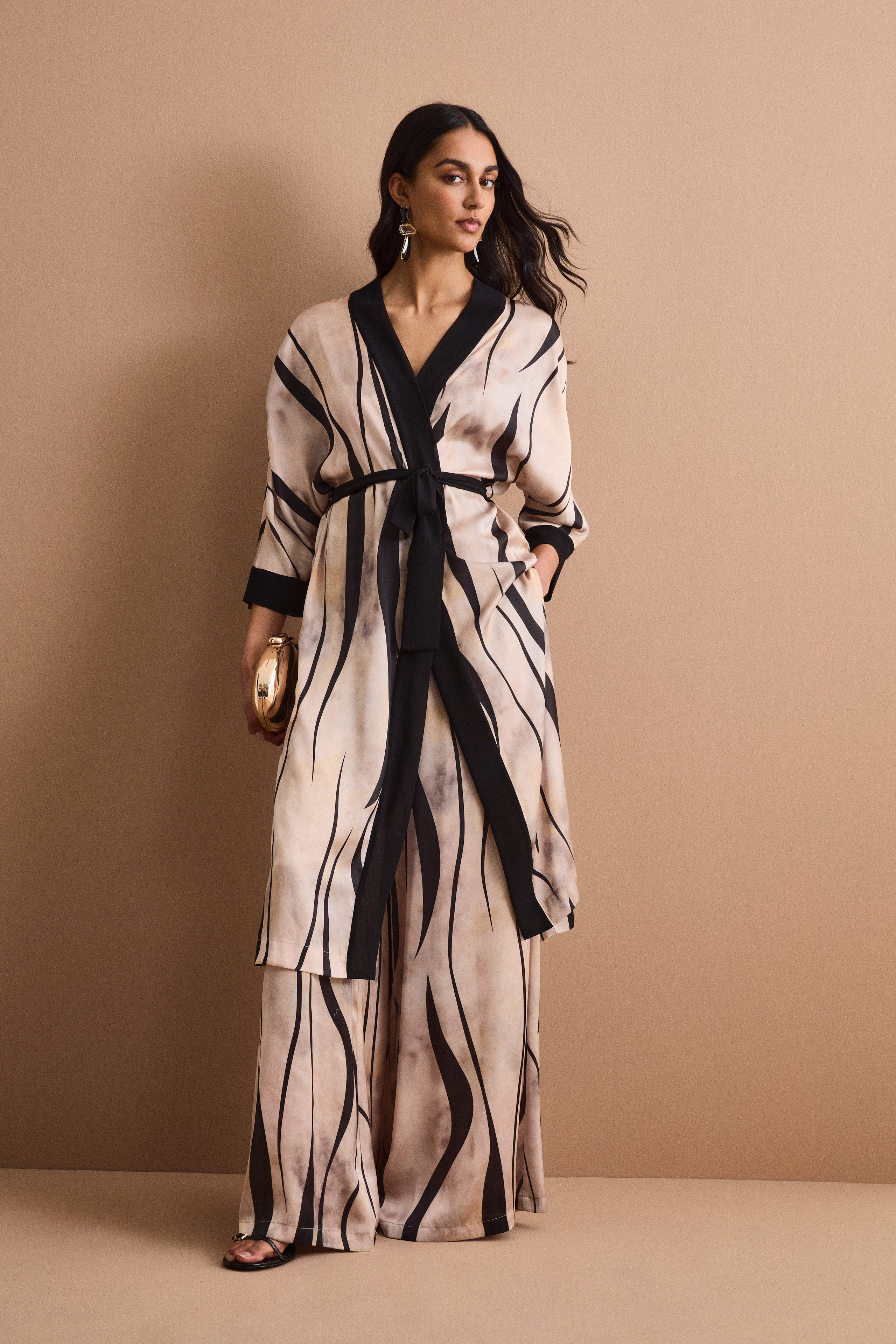 Spolverino Kimono Lungo con Cintura - FANT. ORO