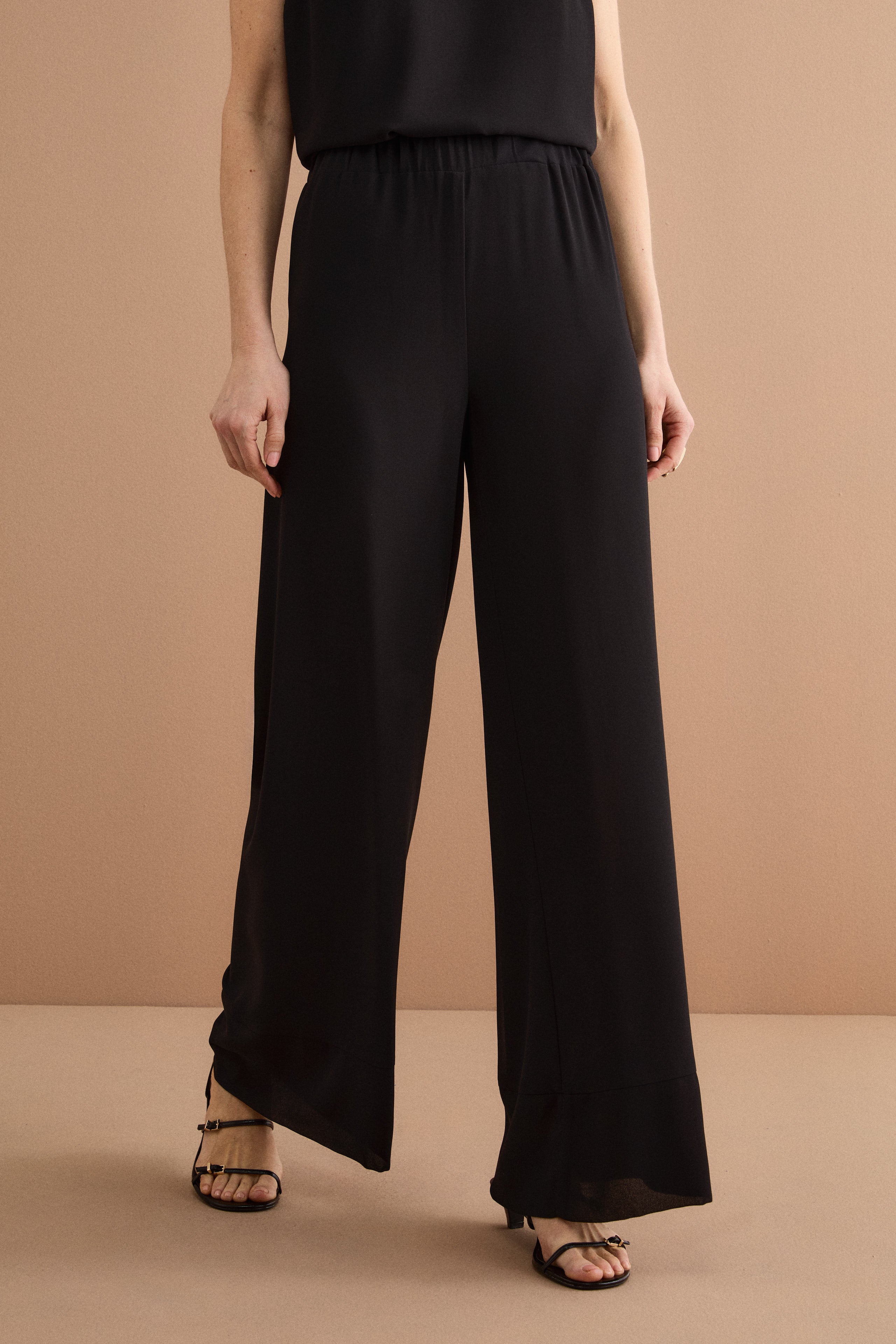 Pantalone Elegante da Cerimonia in Doppia Georgette - NERO
