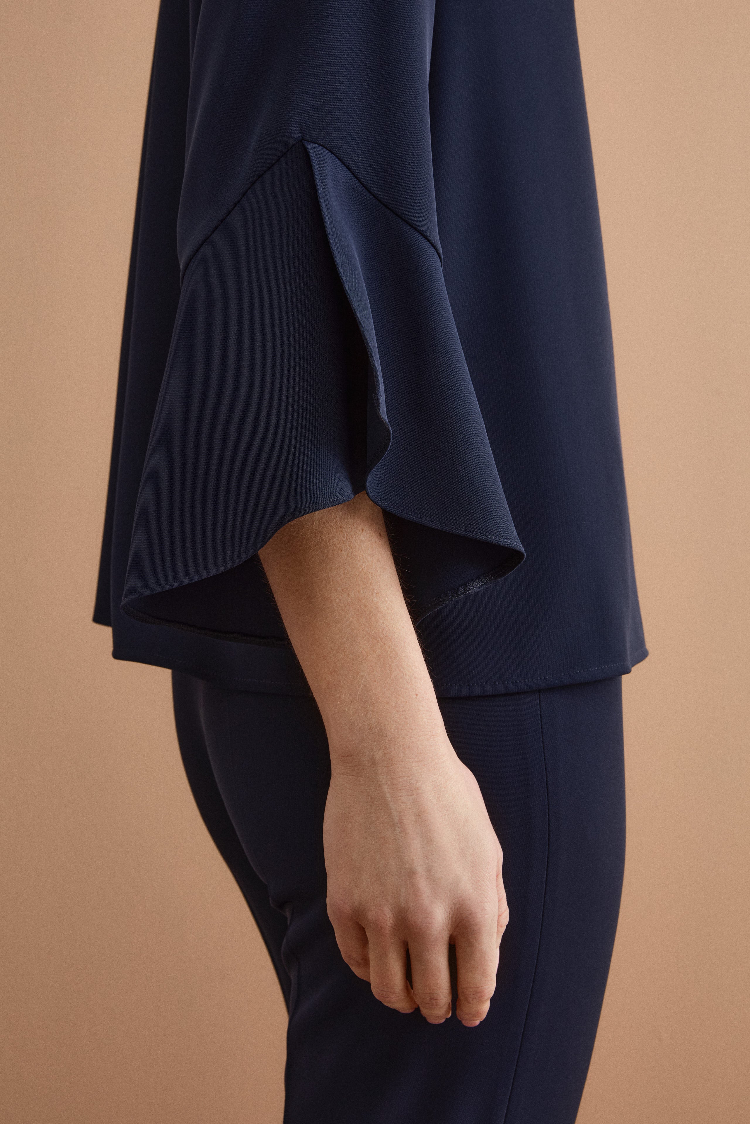 Blusa da Cerimonia Over in Cady con Manica a Spirale - BLU