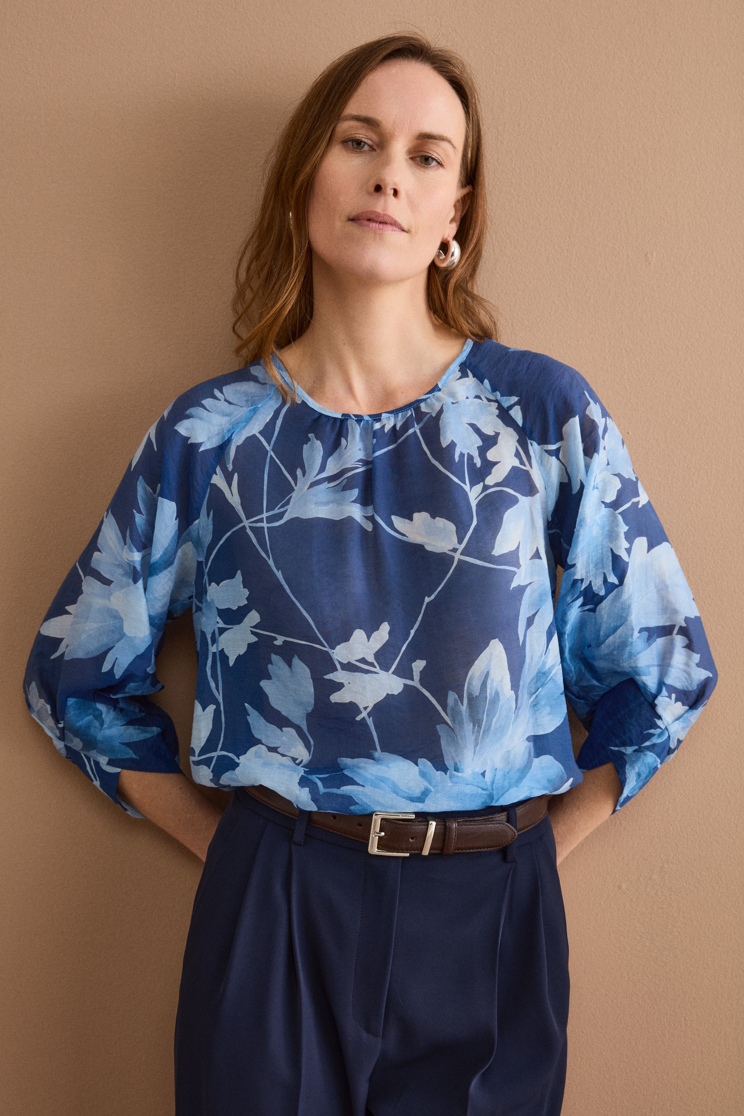 Tunica Floreale da Cerimonia con Manica Arricciata - FANT. AZZURRO