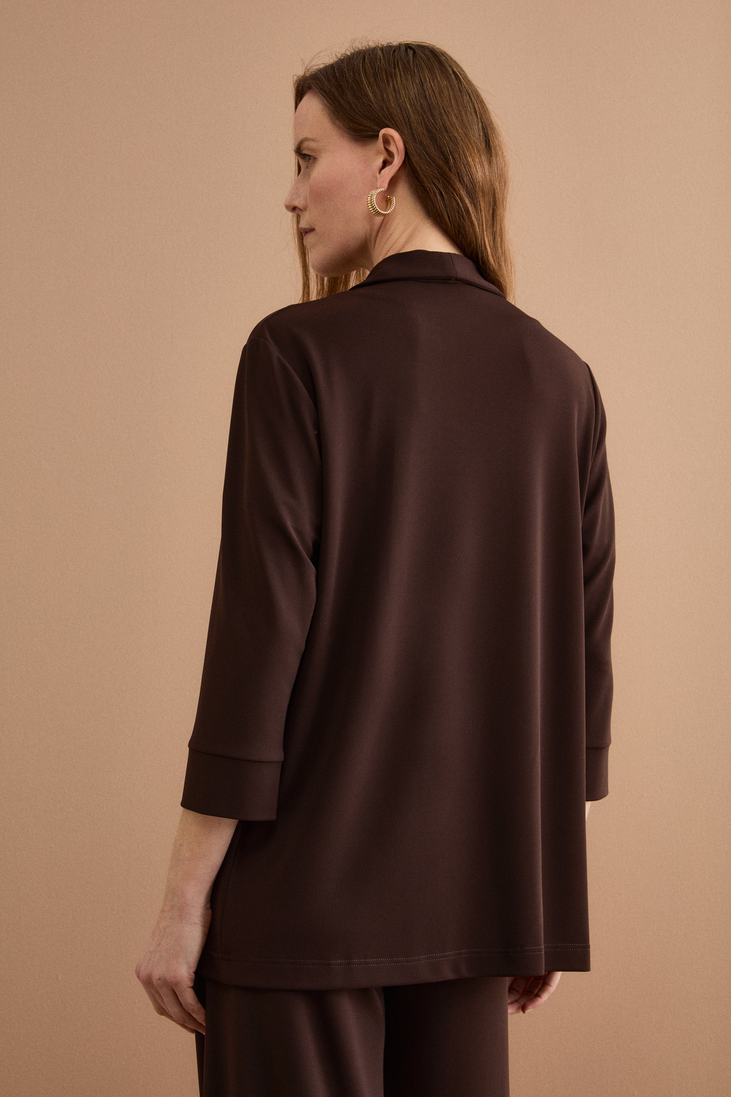 Cardigan Elegante in Jersey Crêpe - CIOCCOLATO