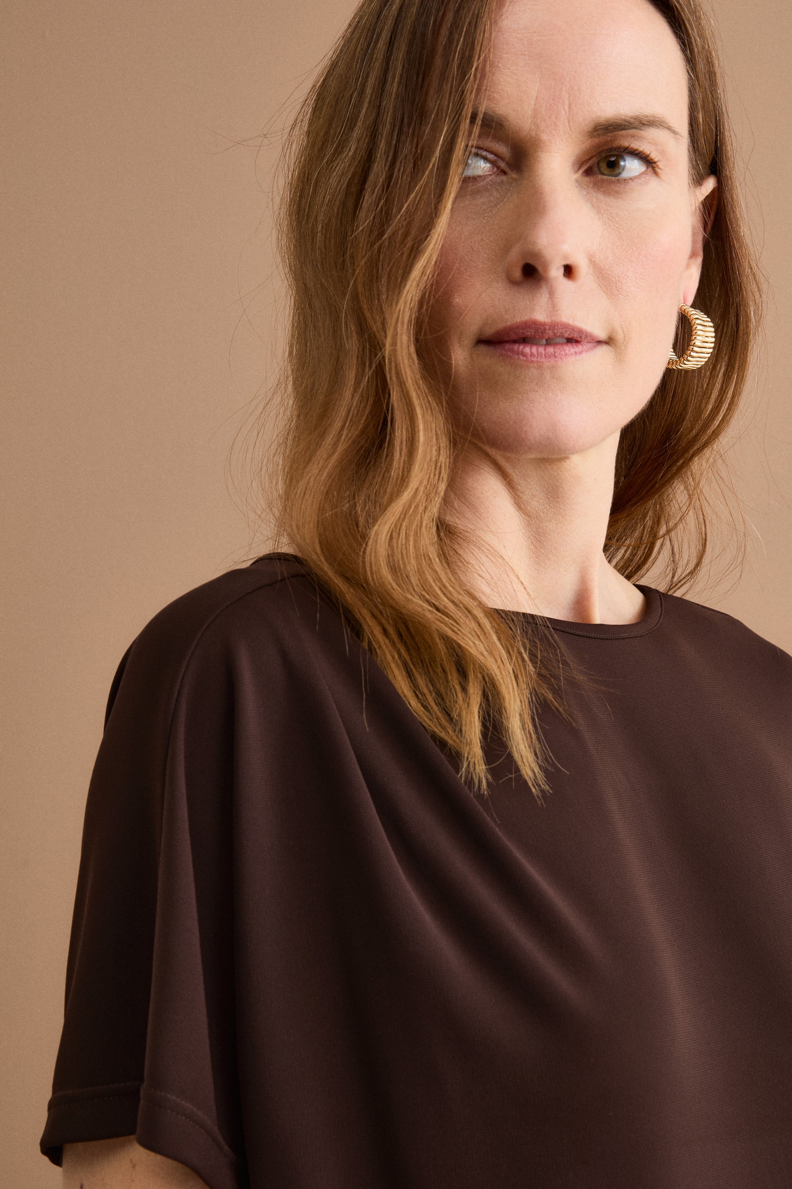 Blusa Elegante in Jersey Crêpe - CIOCCOLATO