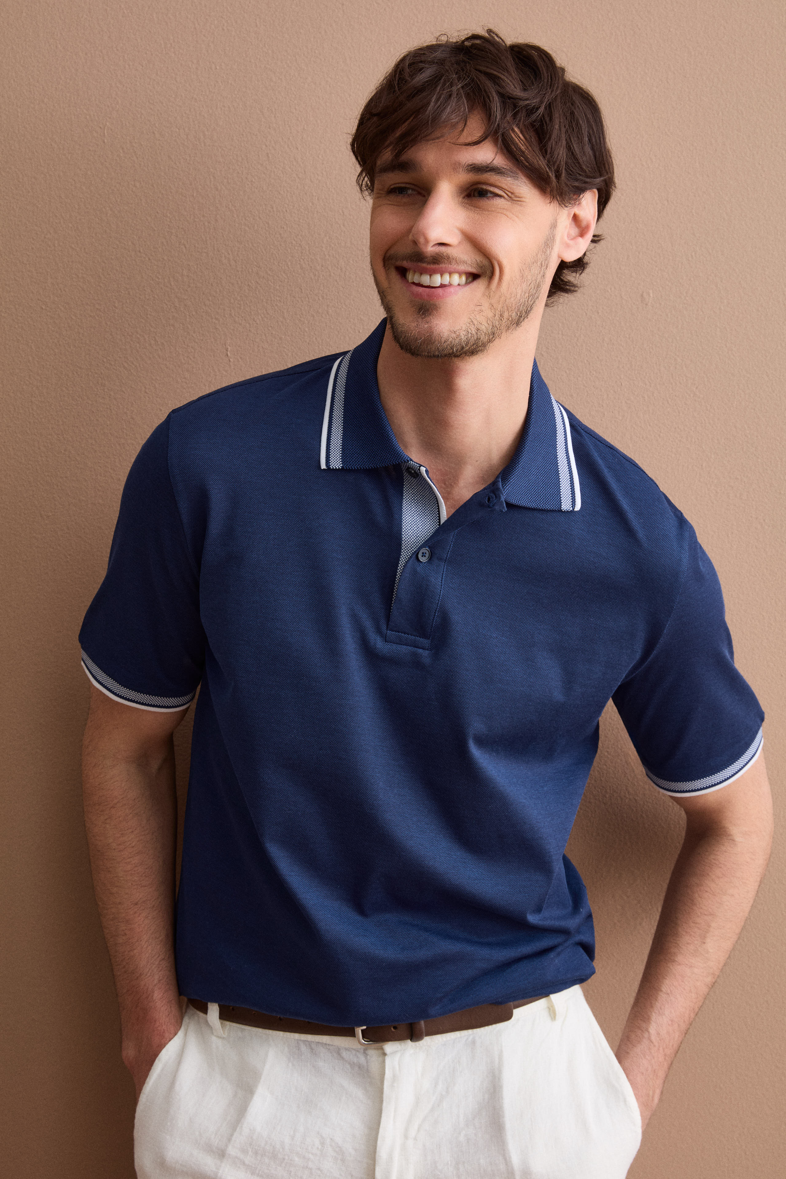 Polo Uomo Oxford in Filo di Scozia - BLU