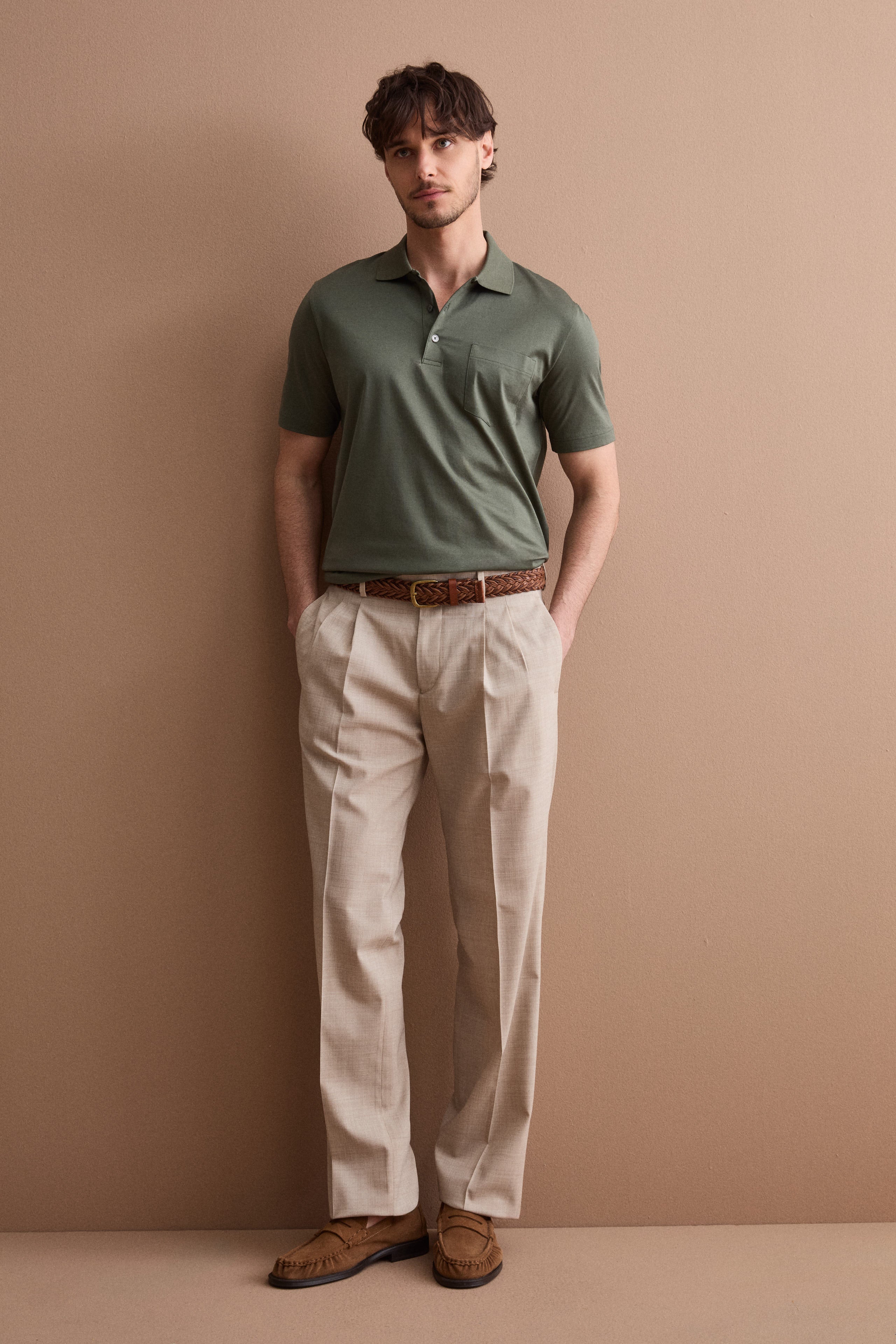 Polo Jersey Uomo in Filo di Scozia - VERDE MILITARE
