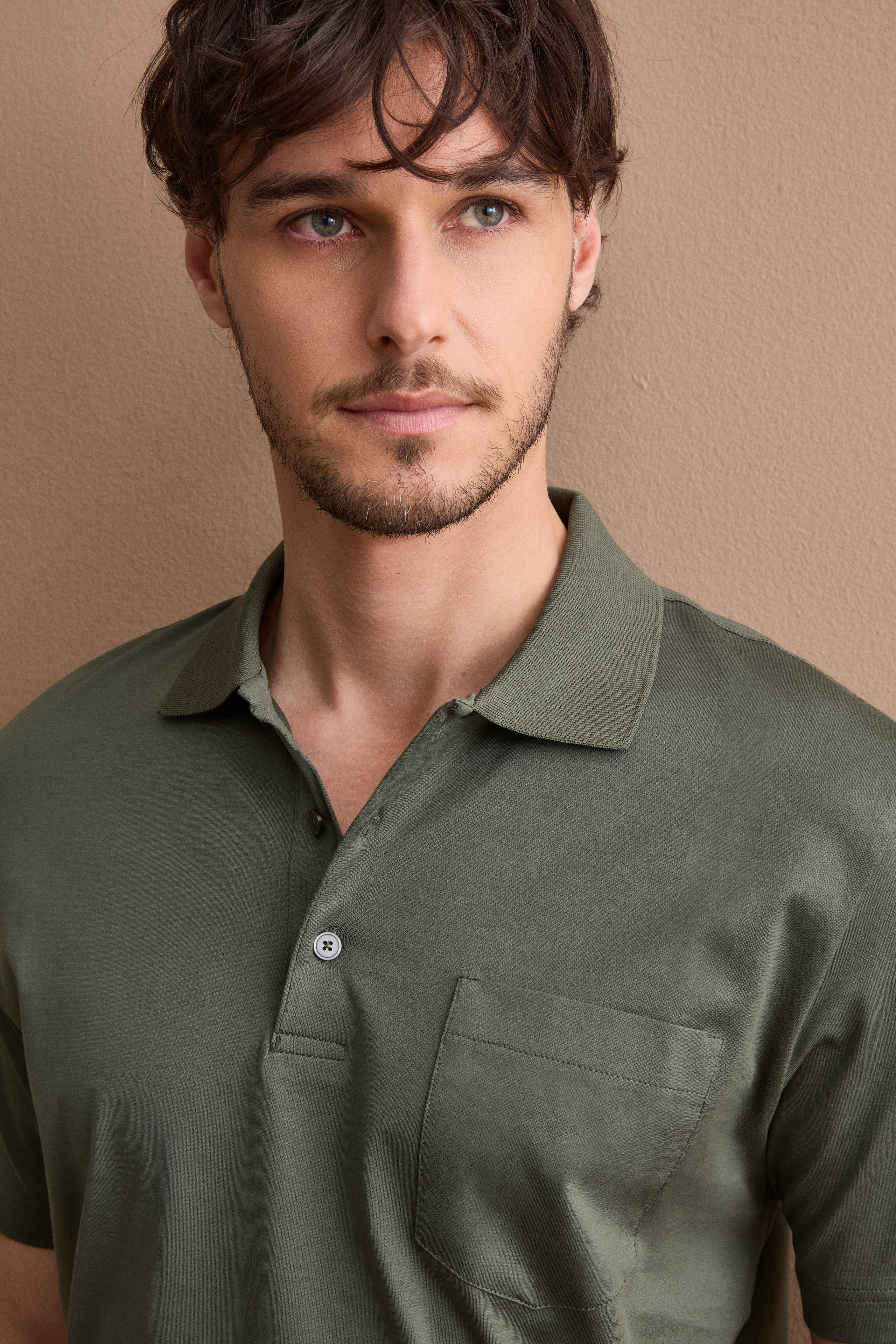 Polo Jersey Uomo in Filo di Scozia - VERDE MILITARE