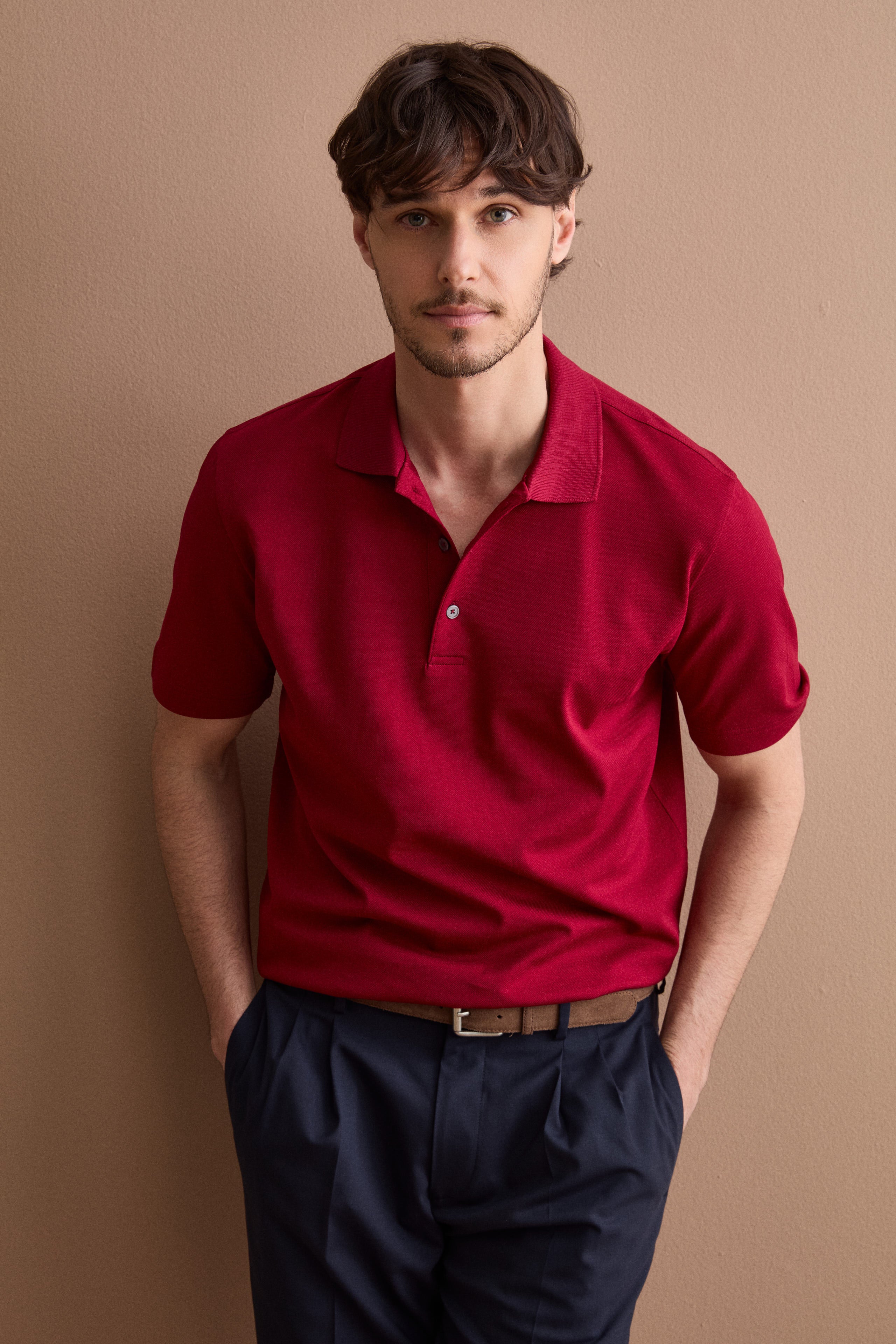 Polo Piquet Casual da Uomo - BORDEAUX