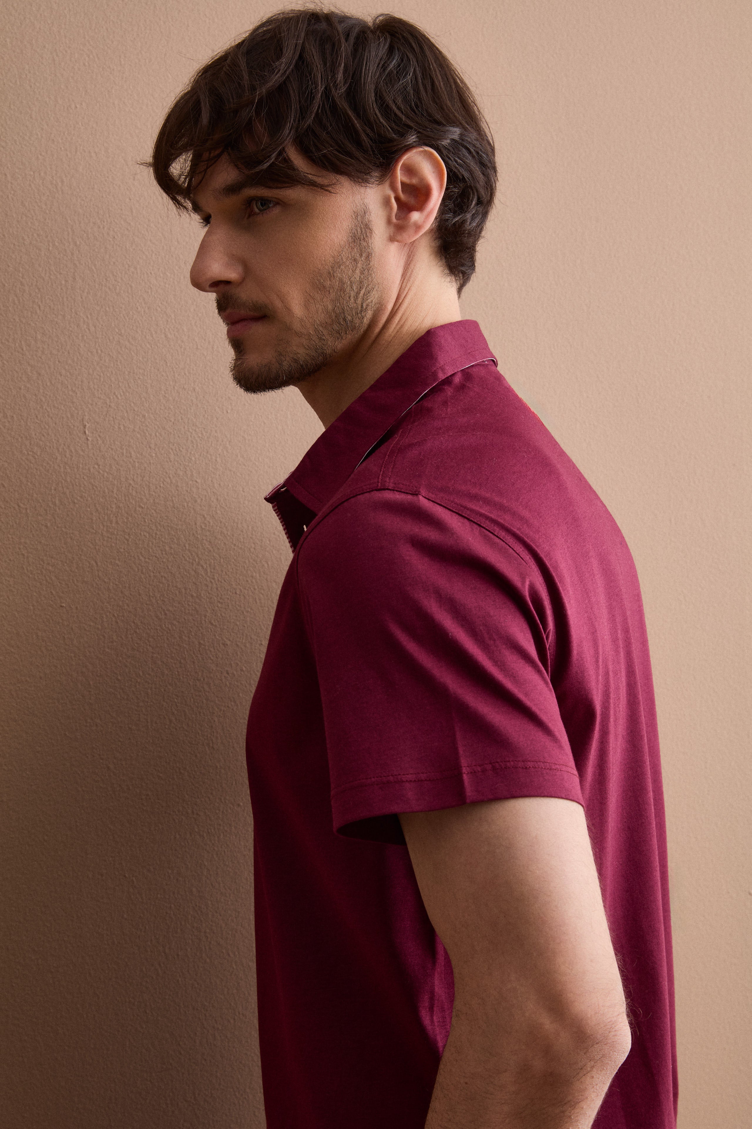 Polo Casual da Uomo in Jersey - BORDEAUX