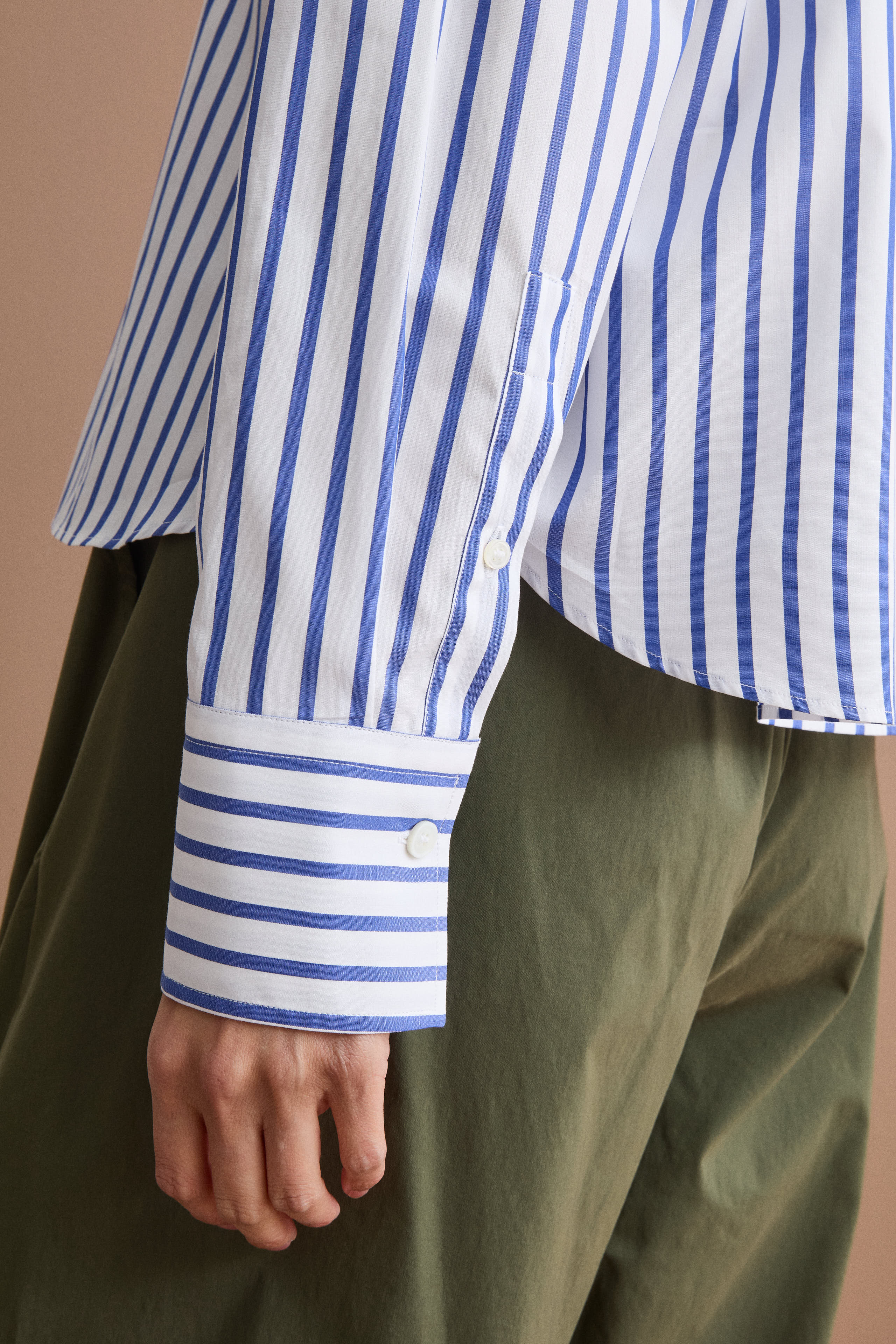 Camicia Over a Righe in Lino con Taschino - BLU RIGATO