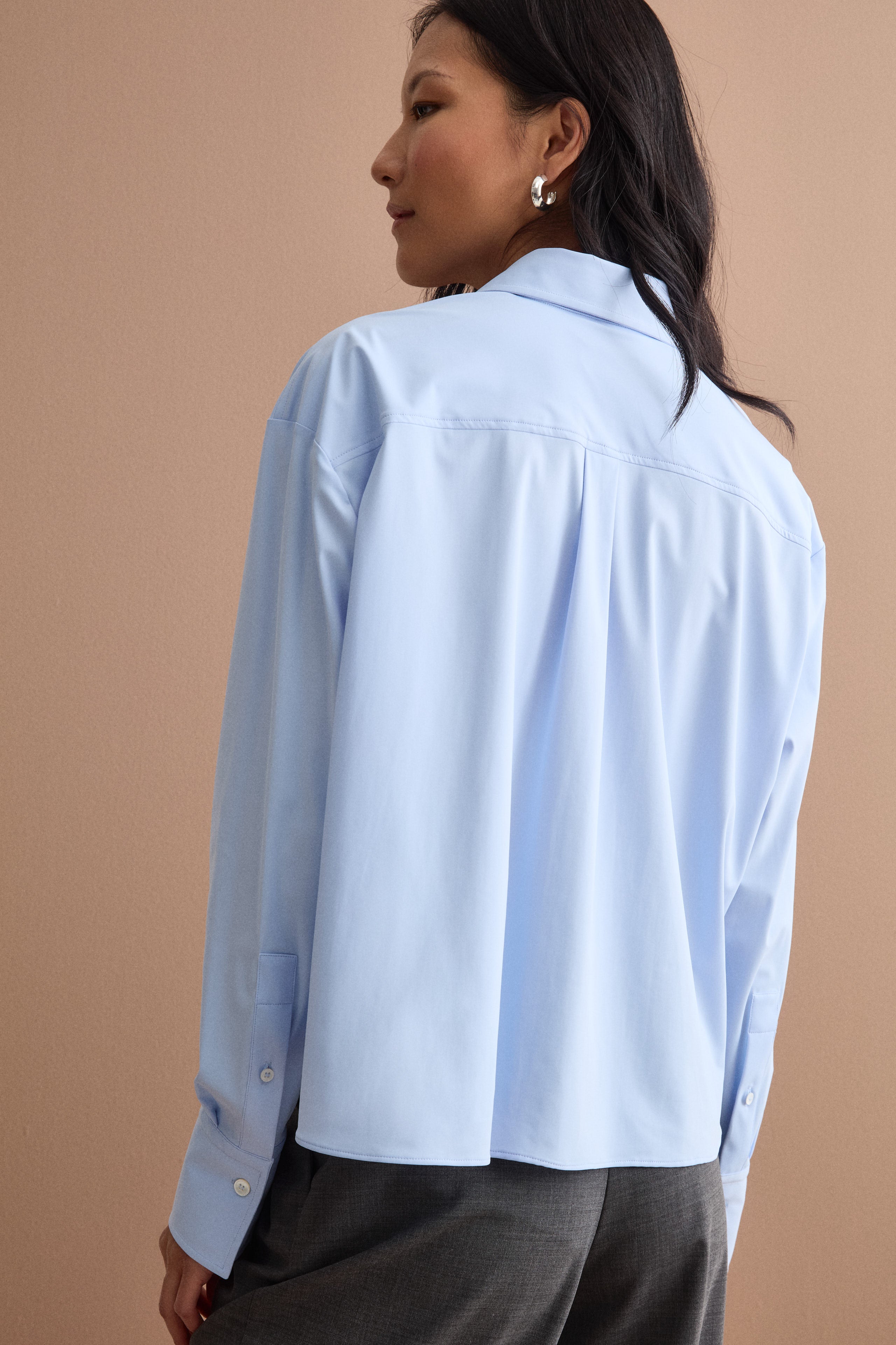 Camicia Over in Tessuto Tecnico con Taschino - AZZURRO