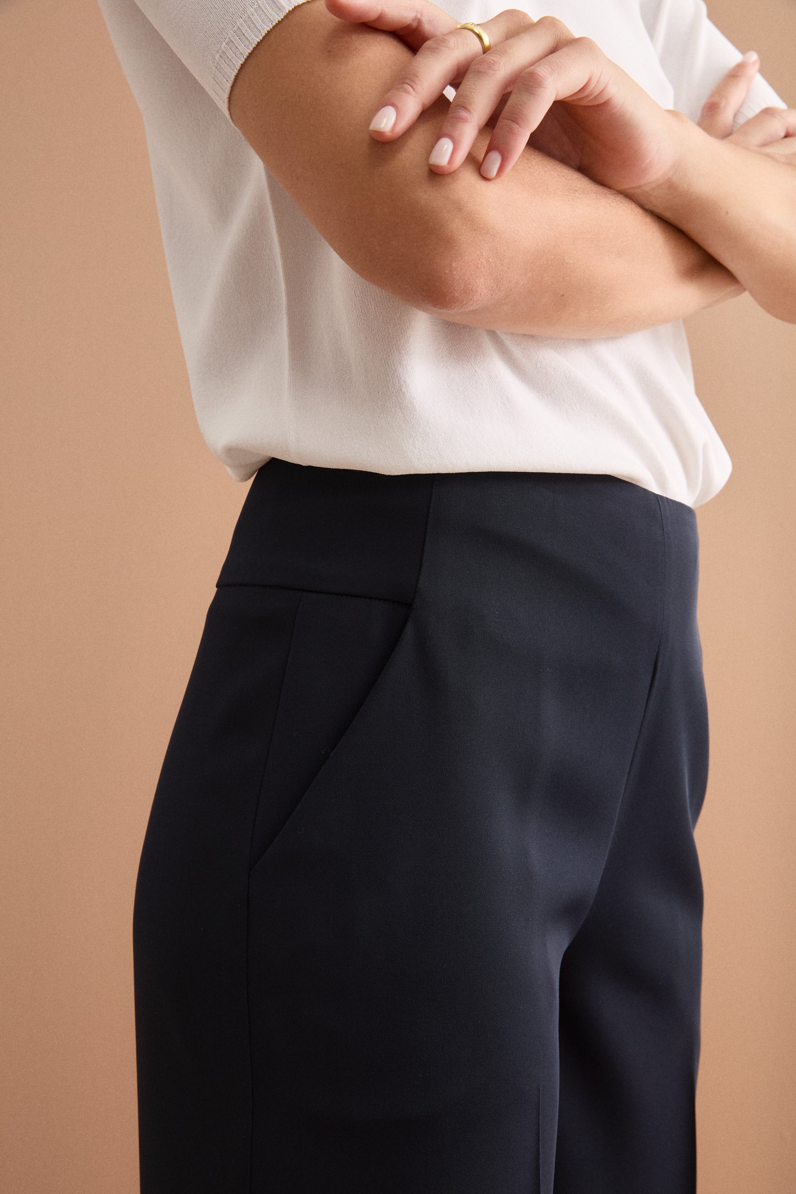 Pantalone Palazzo Cropped con Pieghe - BLU