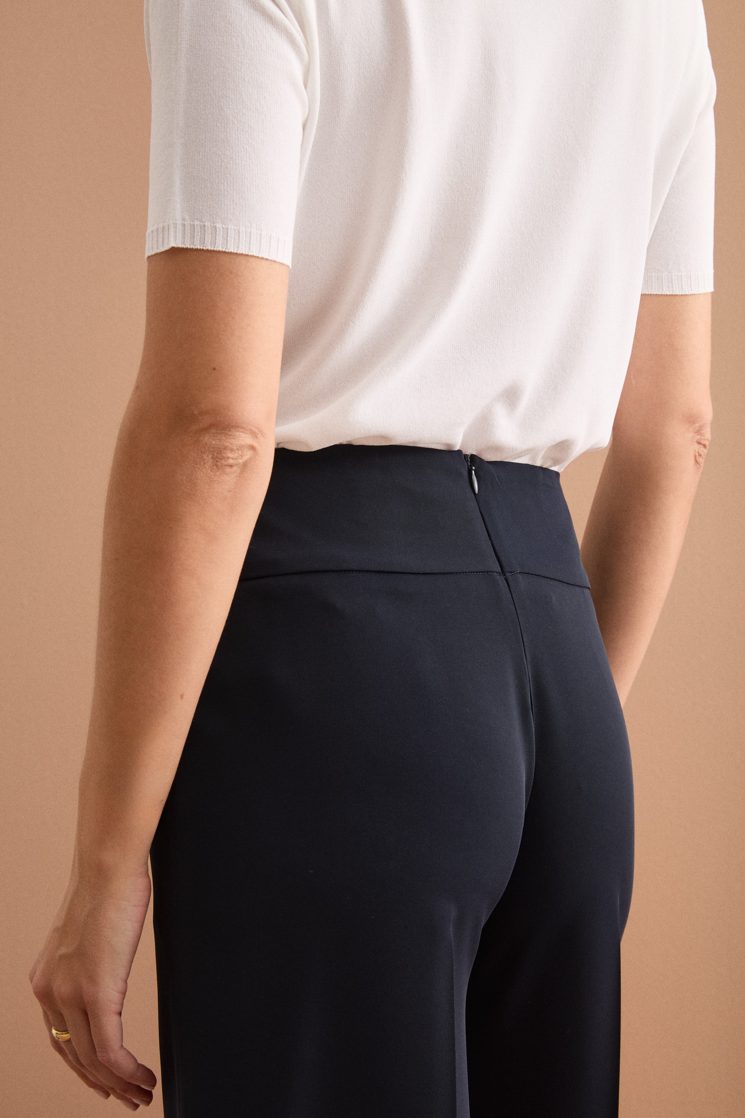 Pantalone Palazzo Cropped con Pieghe - BLU