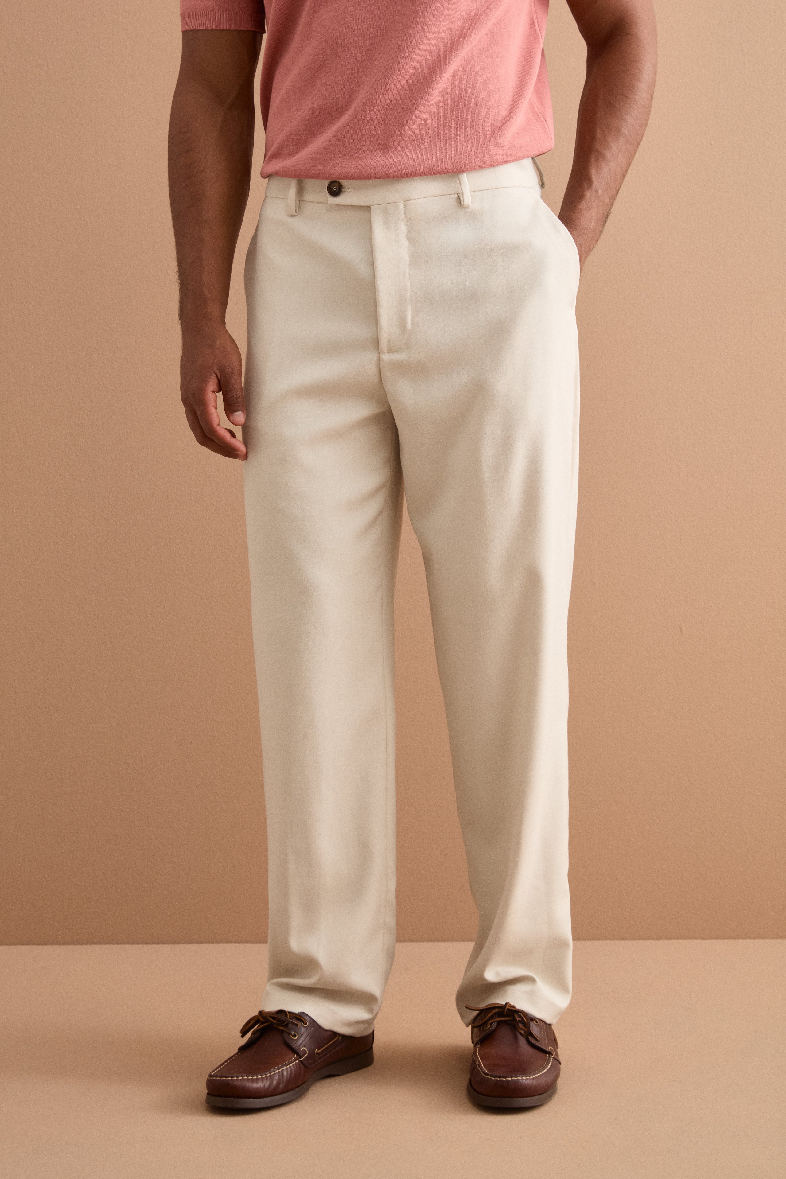 Pantalone Carrot Wide Leg in Misto Lana - LATTE