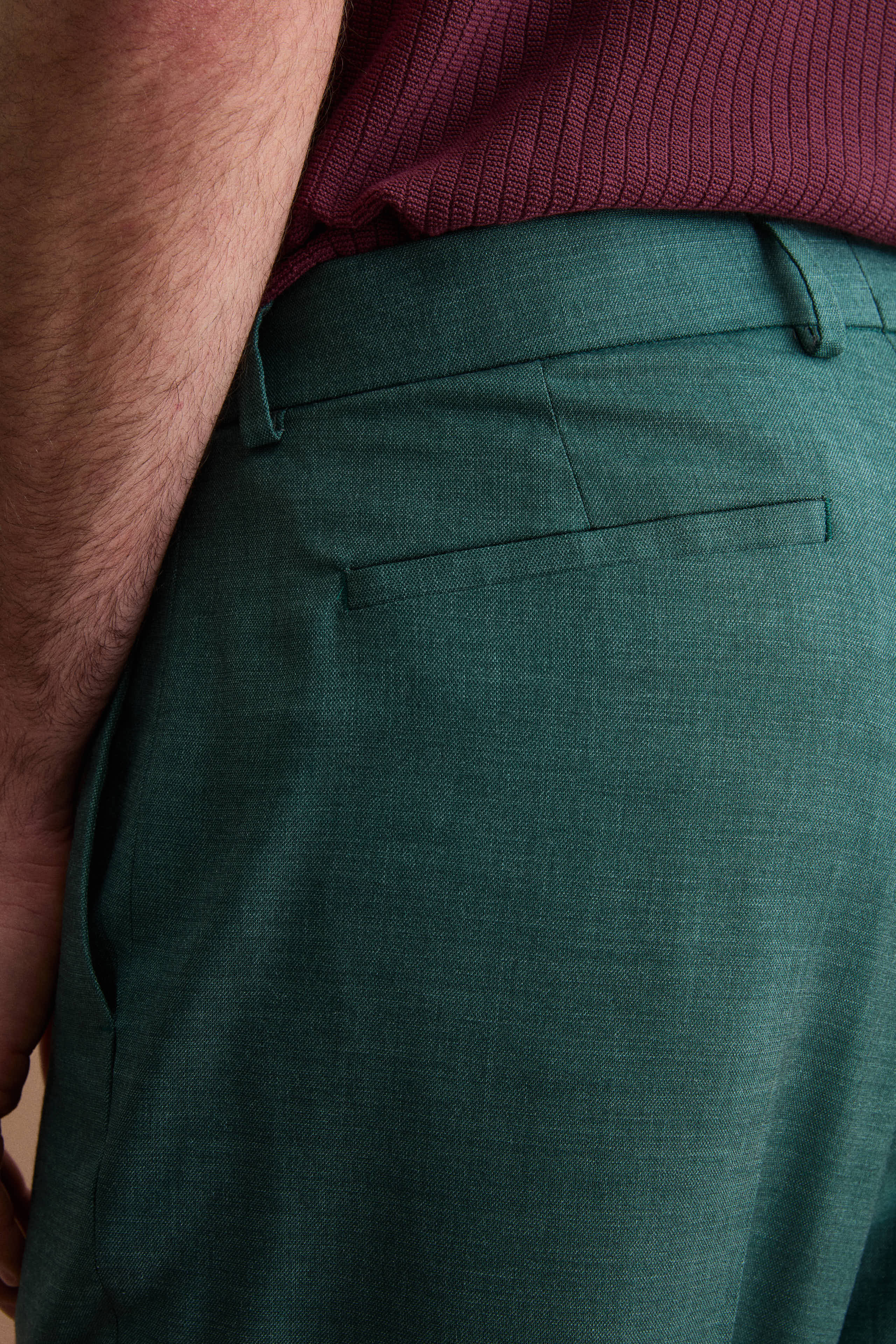 Pantalone Carrot Wide Leg in Misto Lana - VERDE