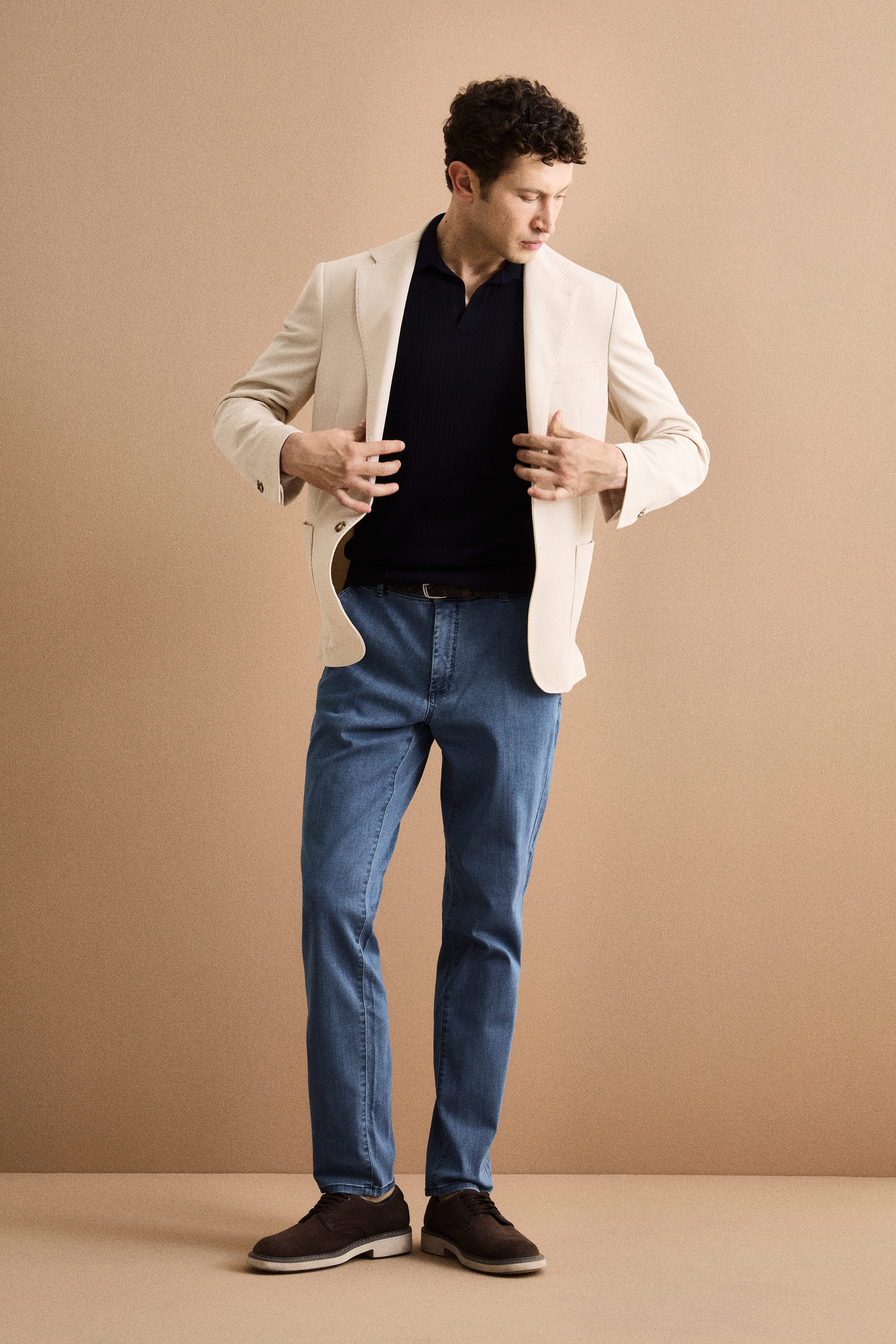 Pantalone Slim Fit in Denim di Cotone Stretch - DENIM