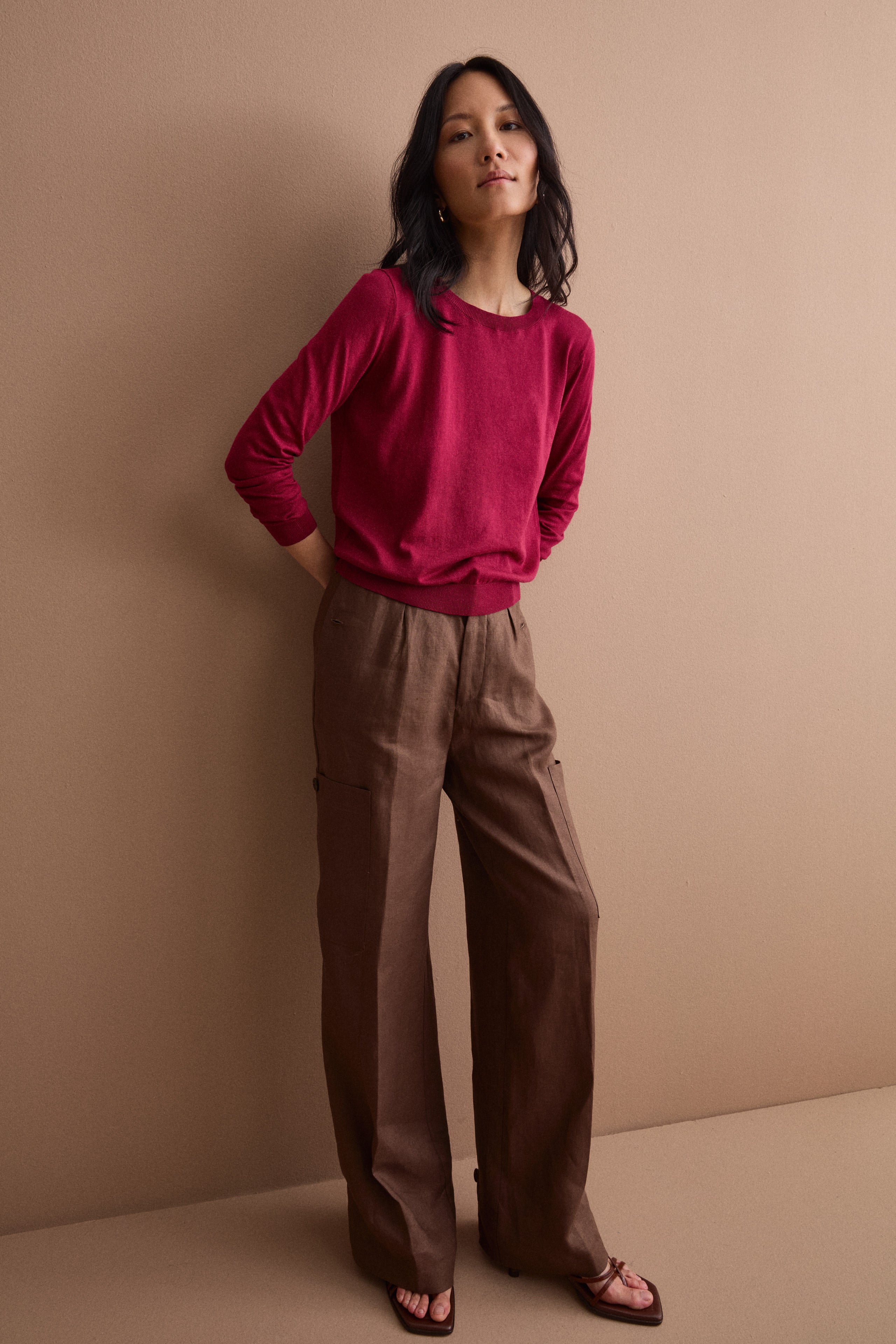 Maglia Girocollo Boxy in Cotone - BORDEAUX