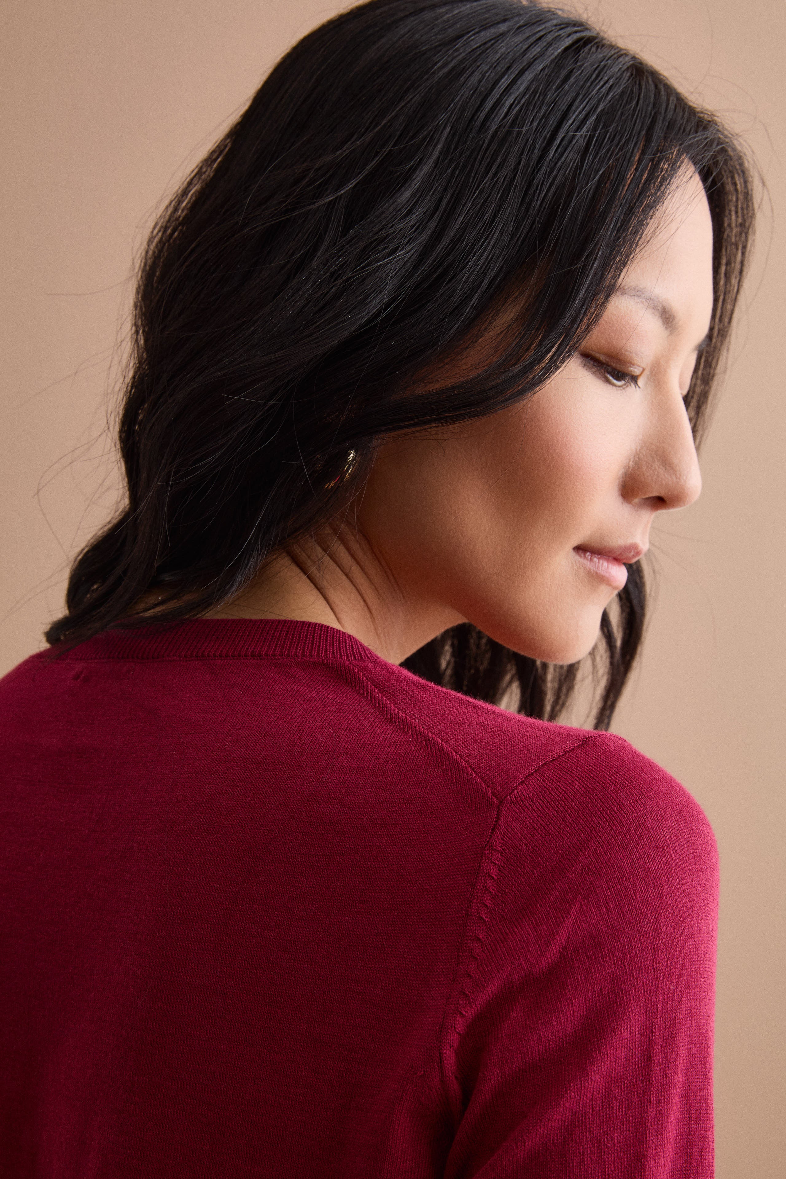 Maglia Girocollo Boxy in Cotone - BORDEAUX