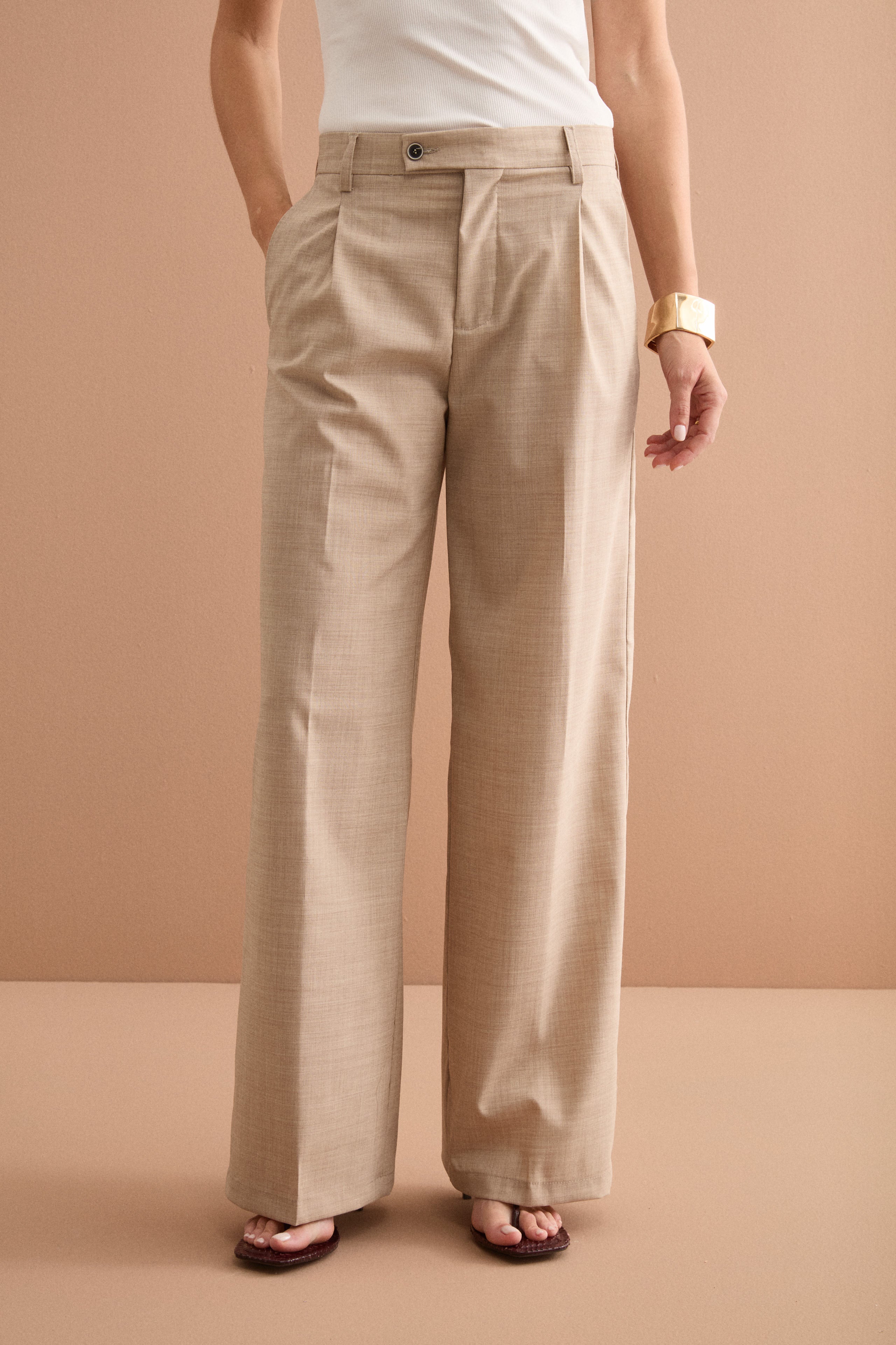 Pantalone Palazzo da Cerimonia in Lana Vergine - NATURALE