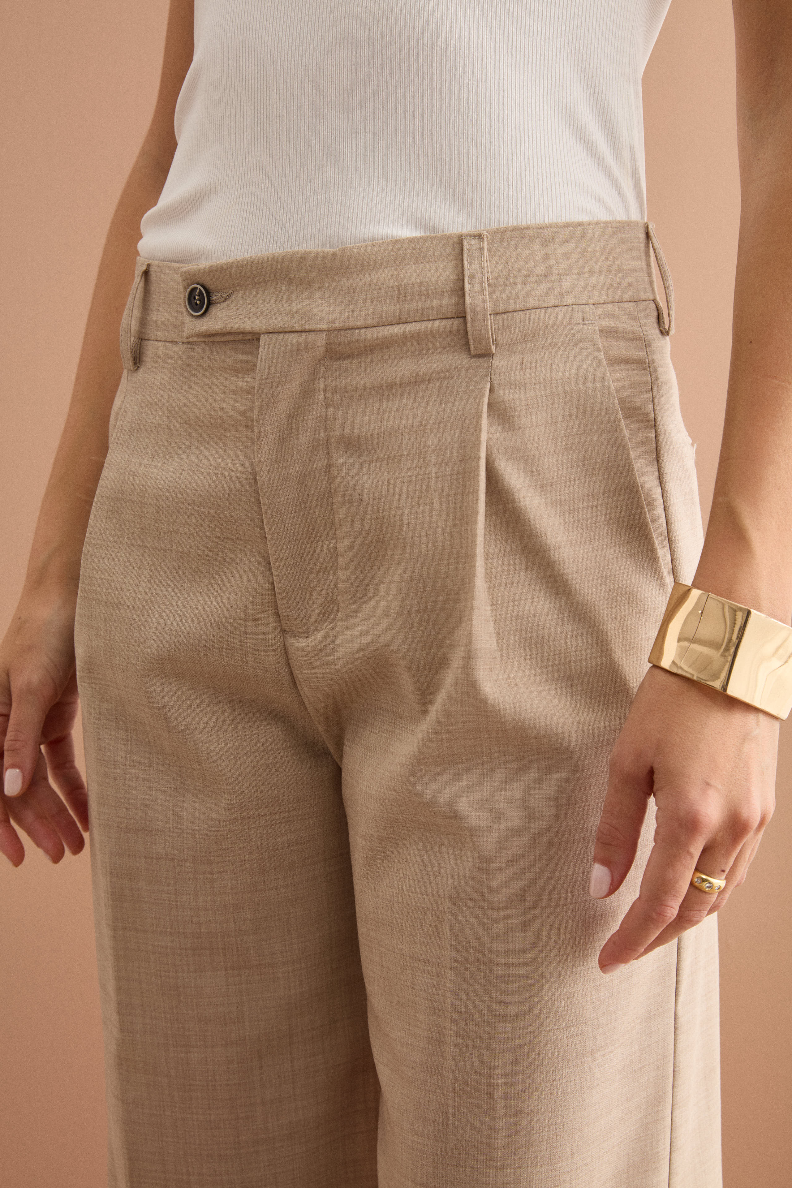 Pantalone Palazzo da Cerimonia in Lana Vergine - NATURALE