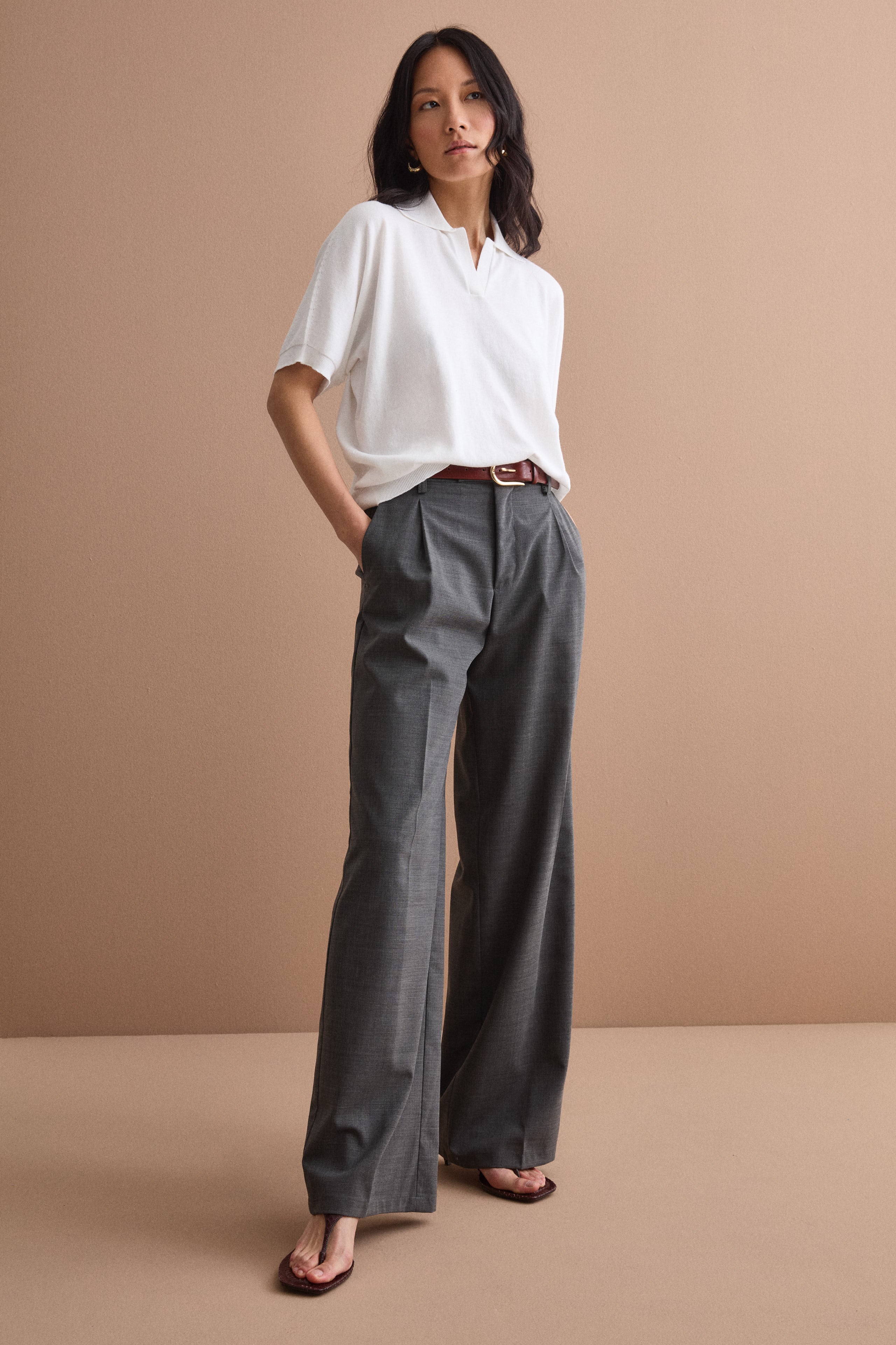 Pantalone Palazzo da Cerimonia in Lana Vergine - GRIGIO