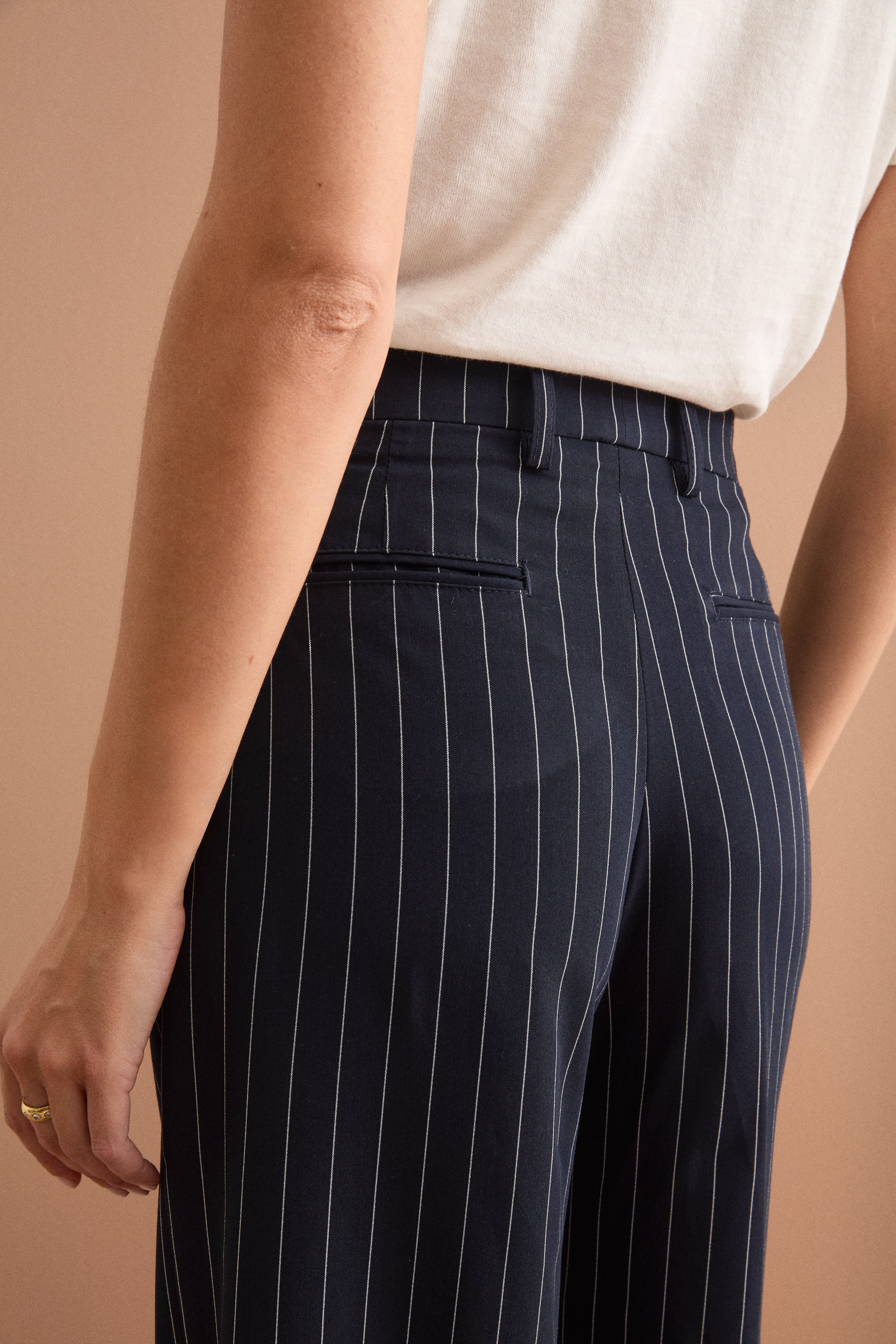 Pantalone Palazzo Gessato con Pinces - BLU GESSATO