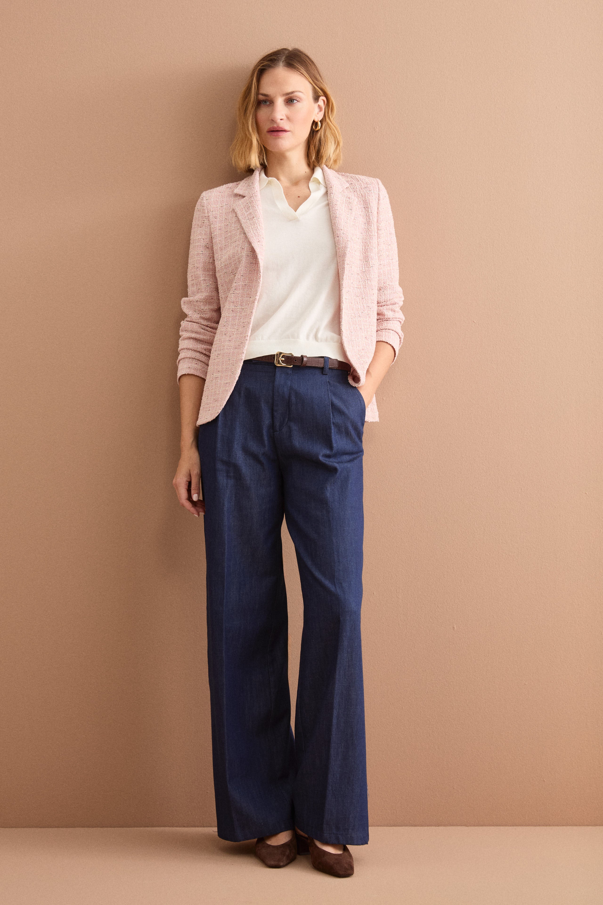 Pantalone Ampio in Denim con Pinces - DENIM