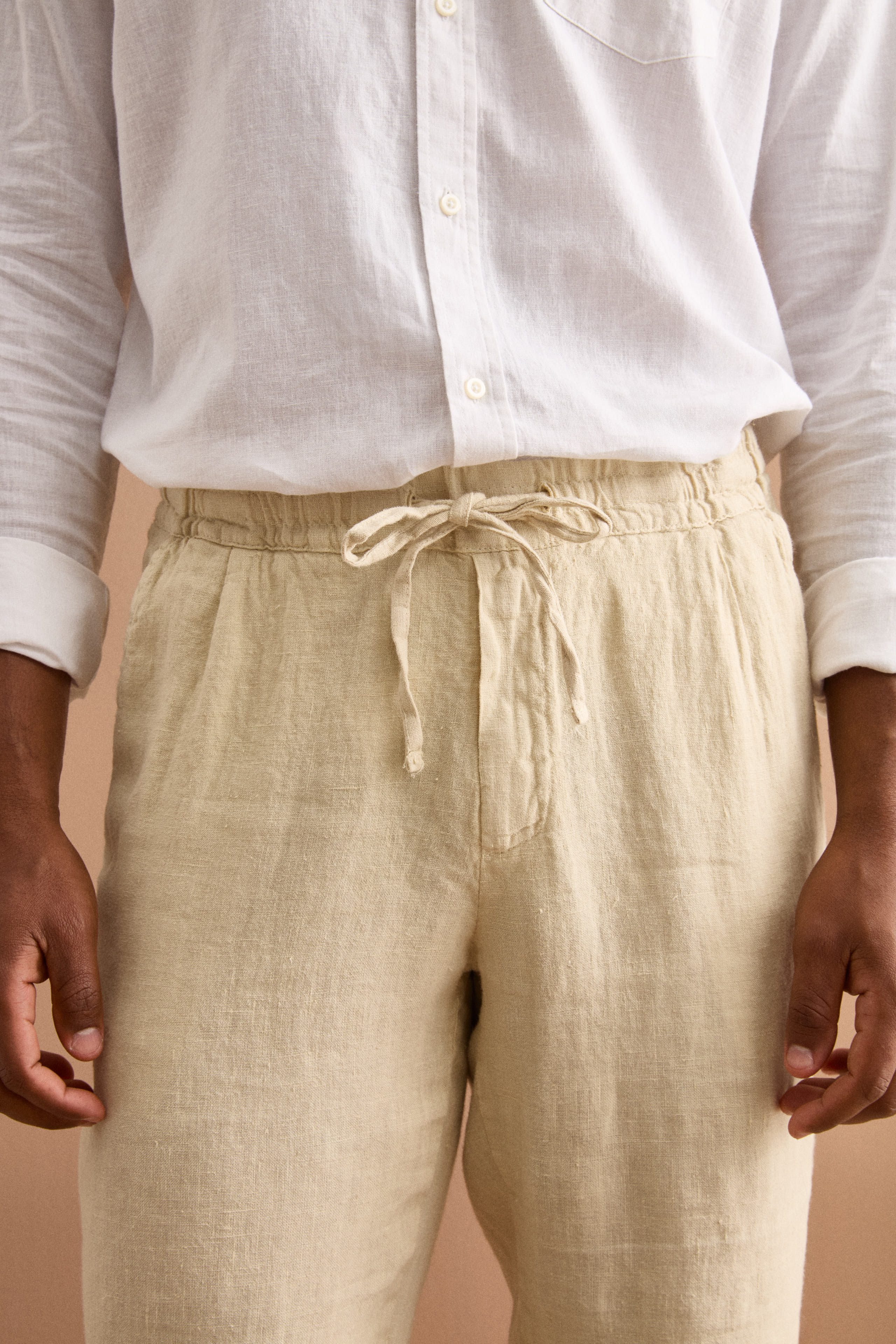 Pantalone Uomo in Lino con Coulisse ed Elastico - SABBIA