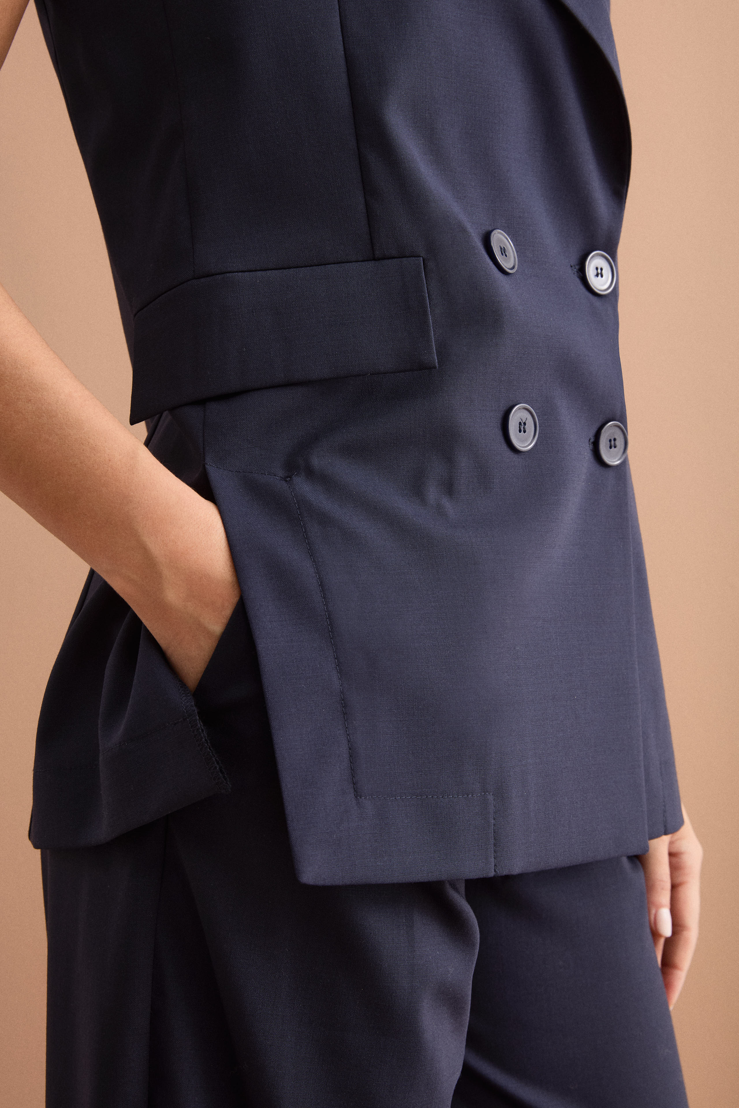 Gilet Doppiopetto da Cerimonia in Lana Vergine - BLU