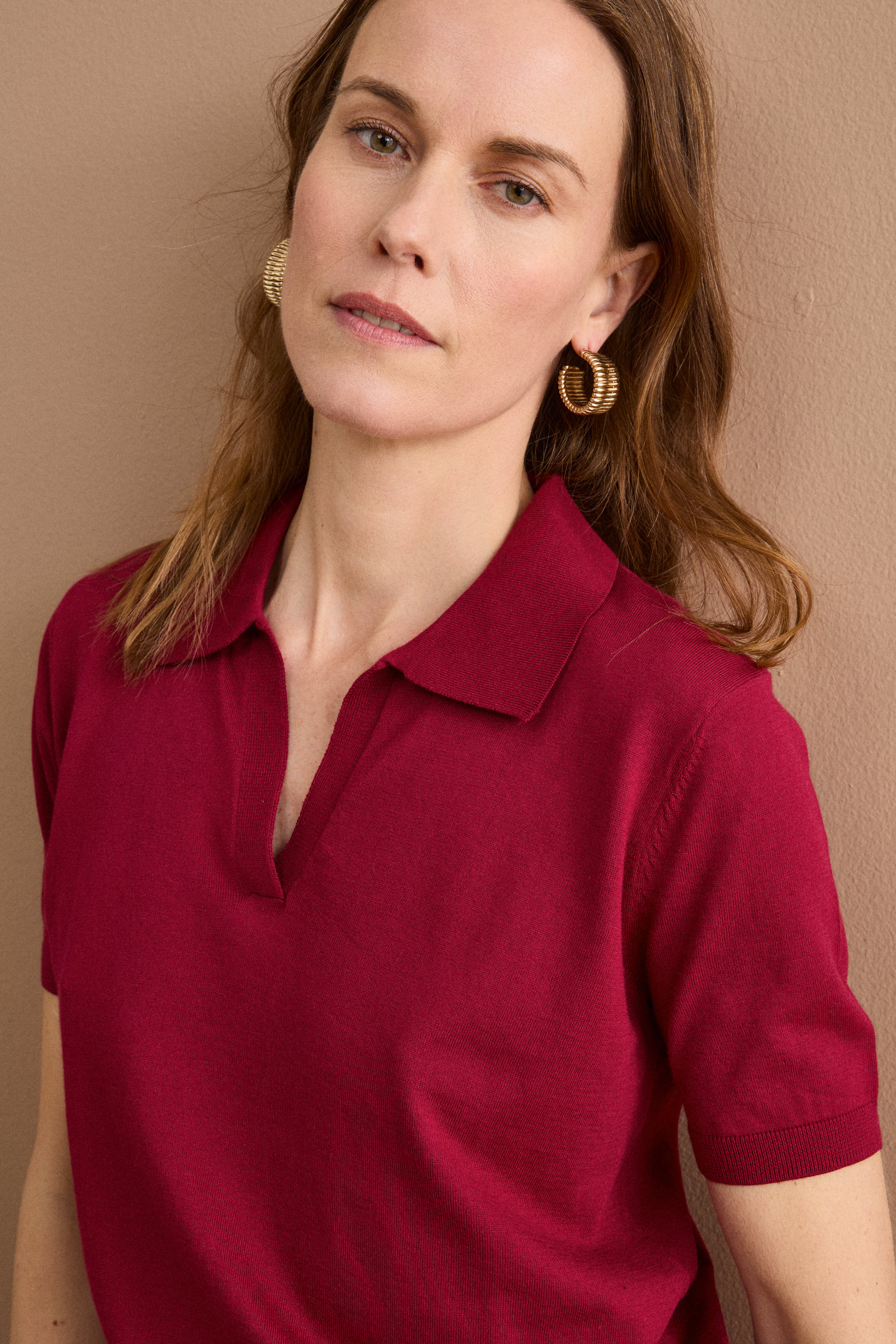 Polo Derby Mezza Manica in Cotone - BORDEAUX