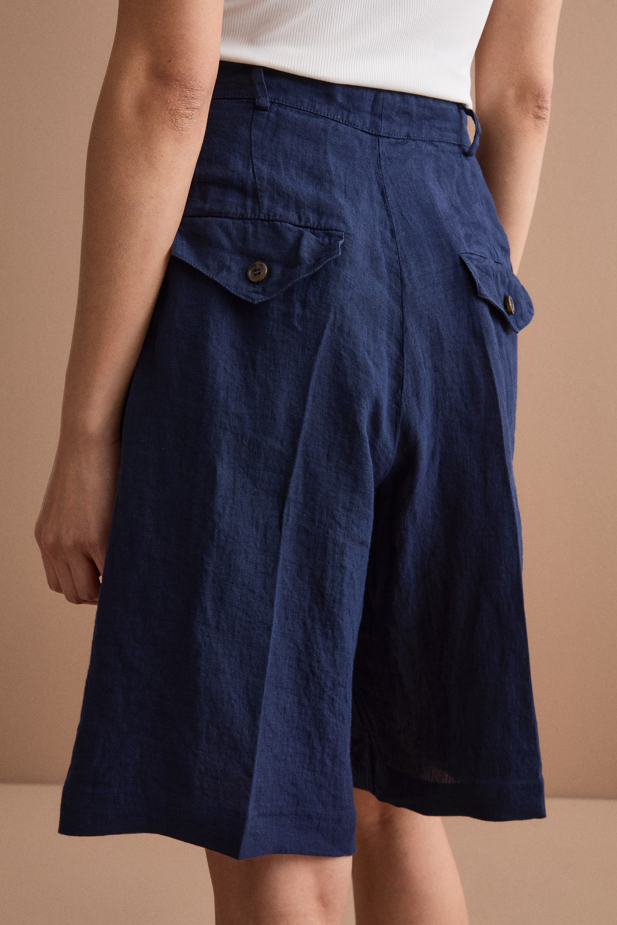 Jorts in Lino con Pinces - NAVY