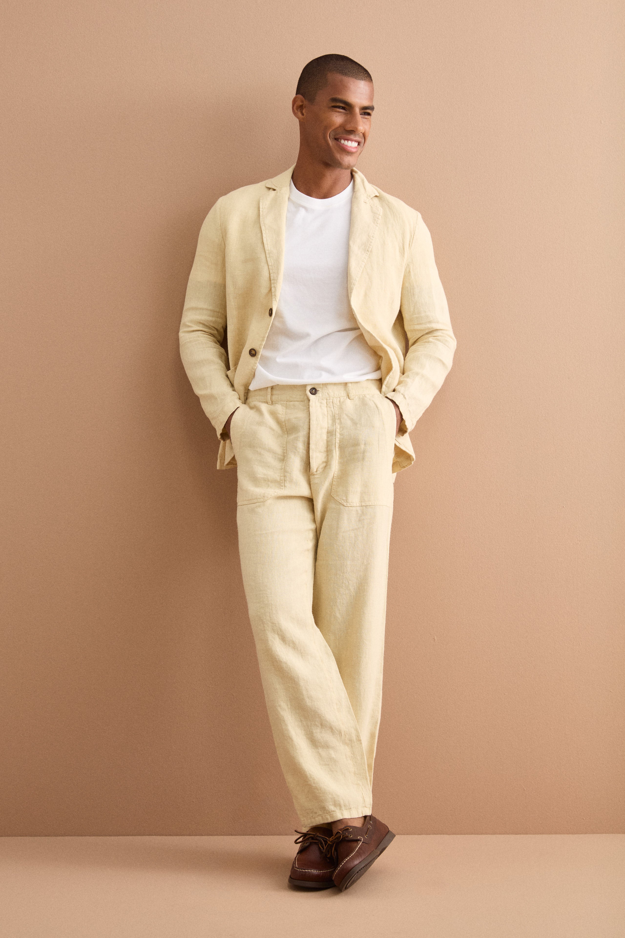 Giacca Regular Fit Sfoderata in Lino - SABBIA
