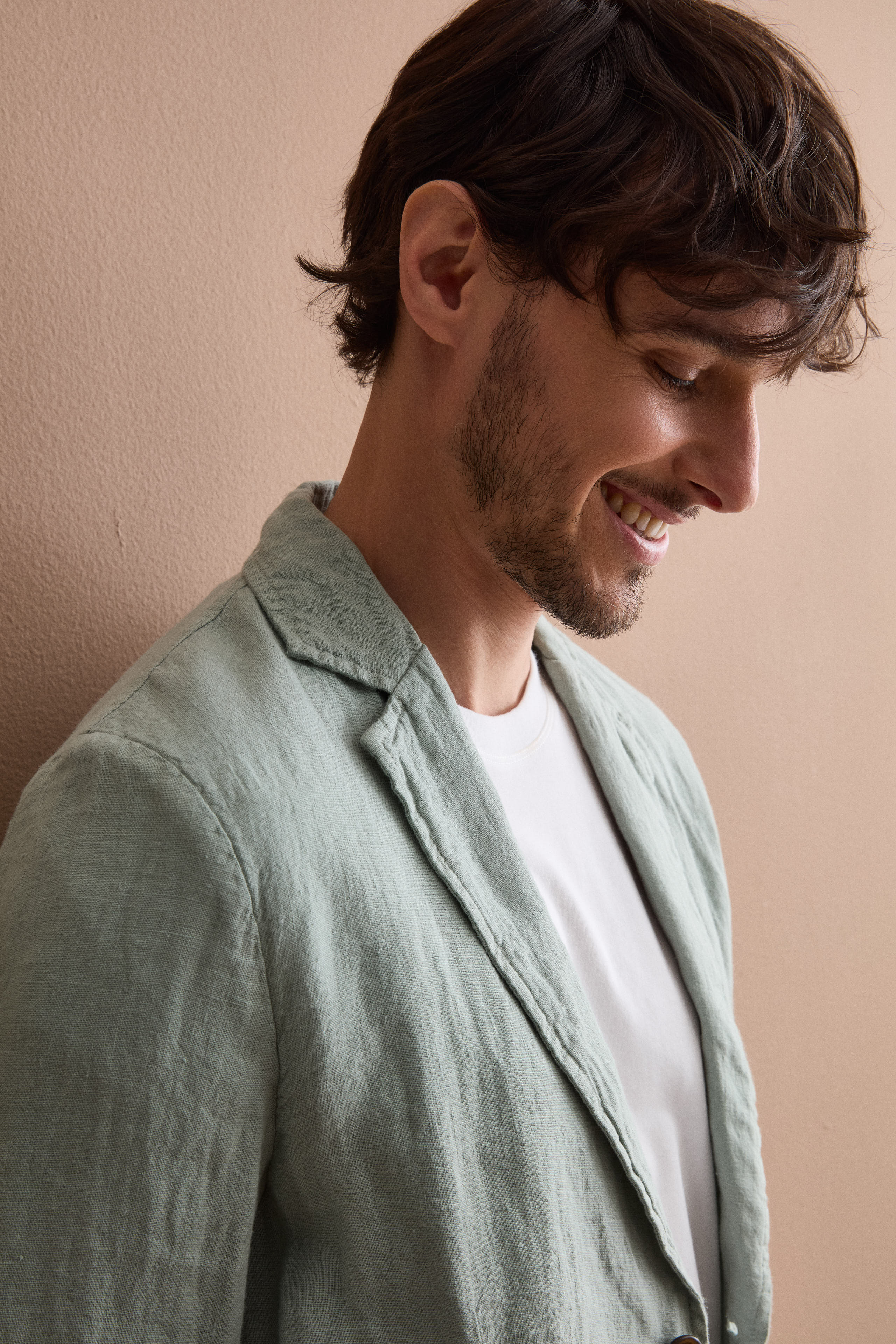 Giacca Regular Fit Sfoderata in Lino - VERDE