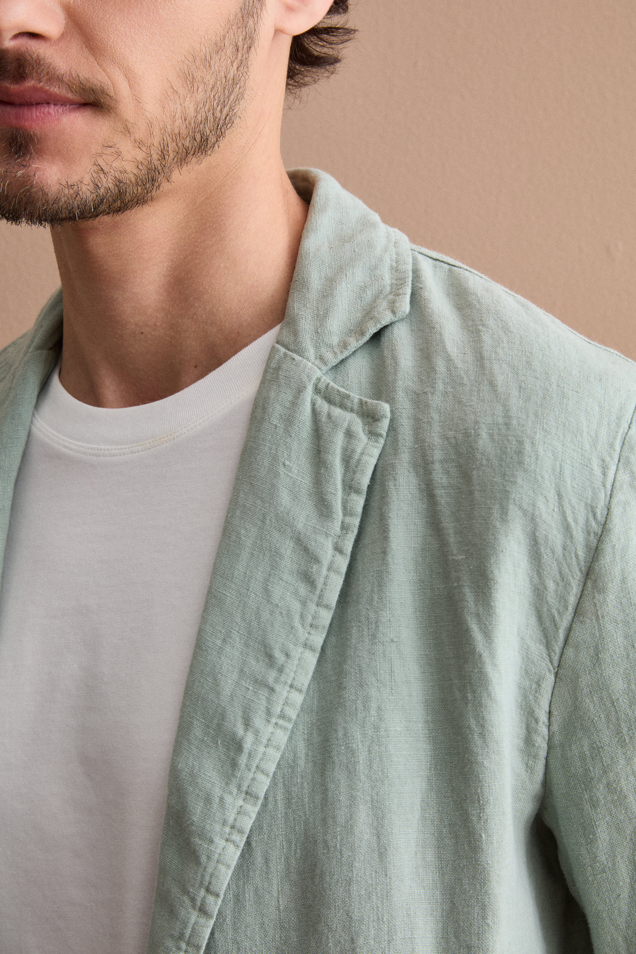 Giacca Regular Fit Sfoderata in Lino - VERDE